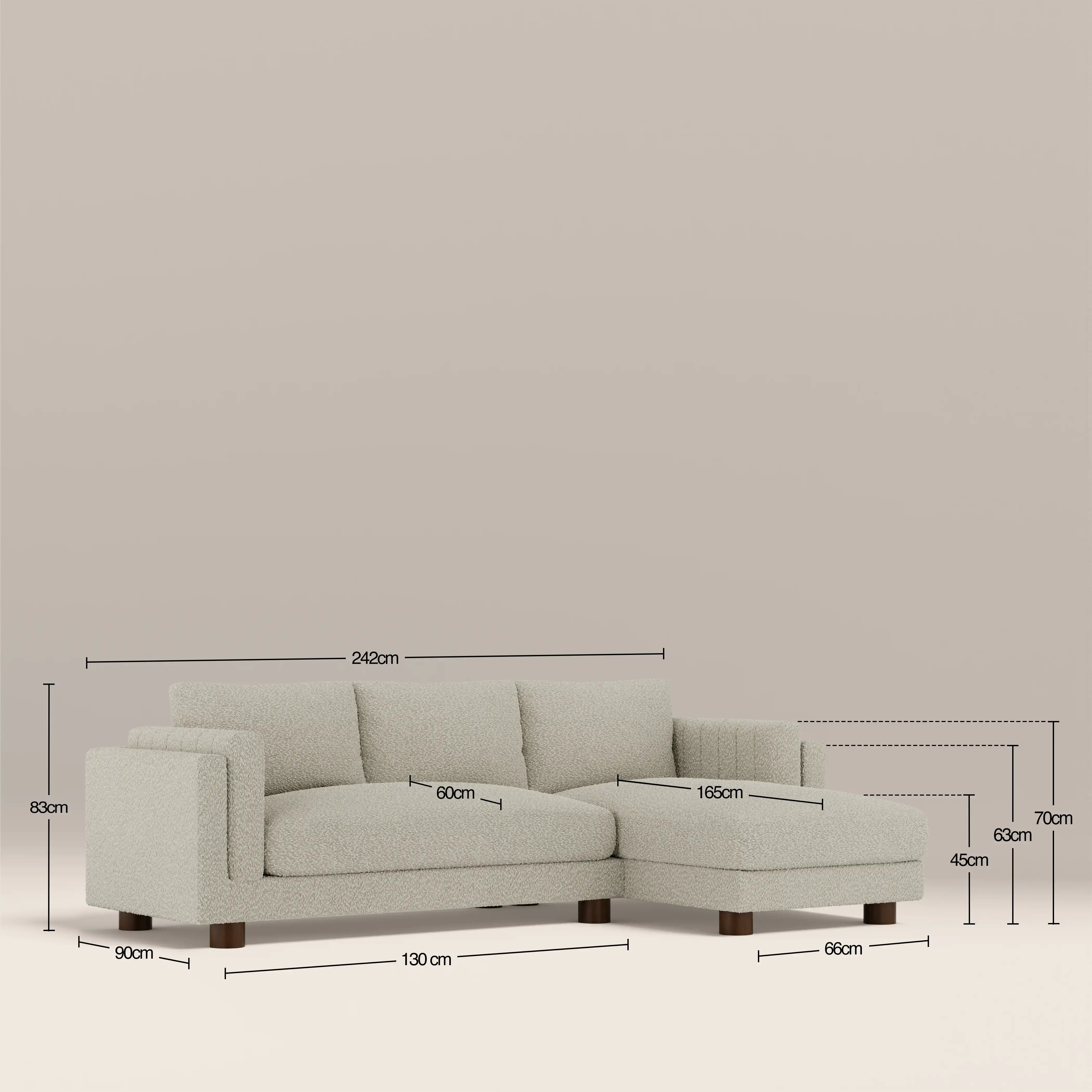 Halton Right Hand Chaise Sofa | Speckled Stone Sustainable Boucle - Image 8