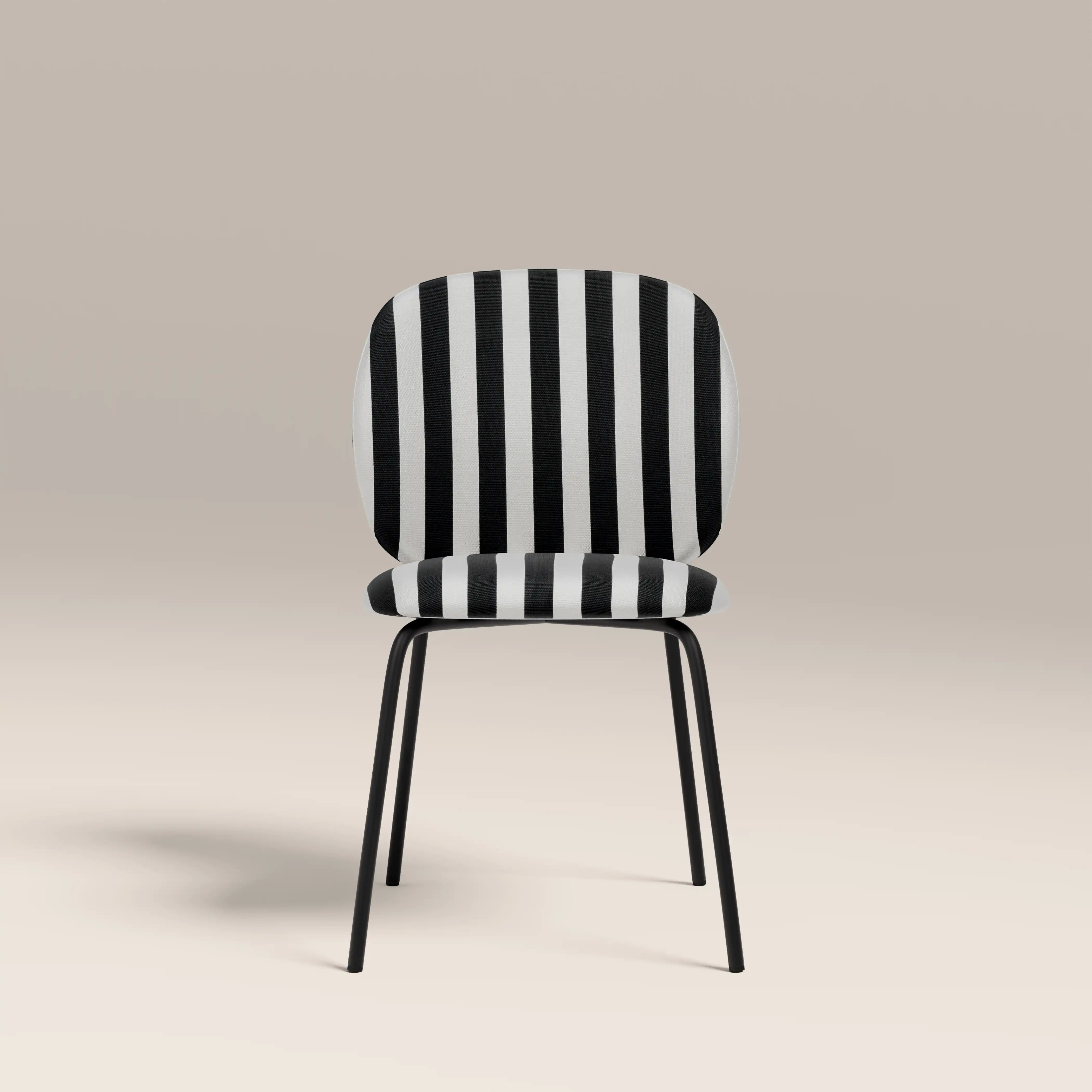 Harlow Dining Chair | Striped Fabric & Black - Image 3