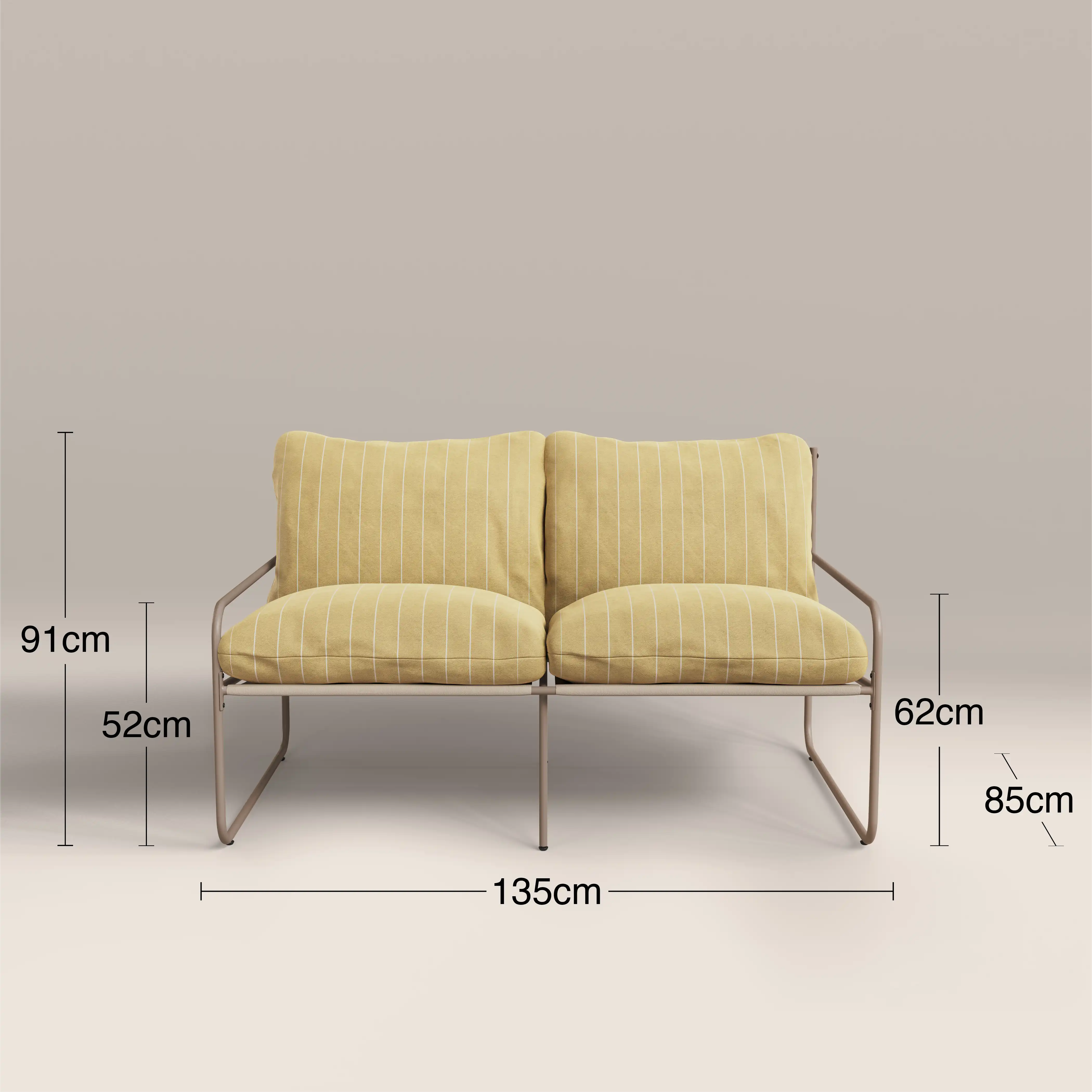 Harris 2 Seater Garden Sofa | Butter Yellow Stripe & Taupe - Image 7