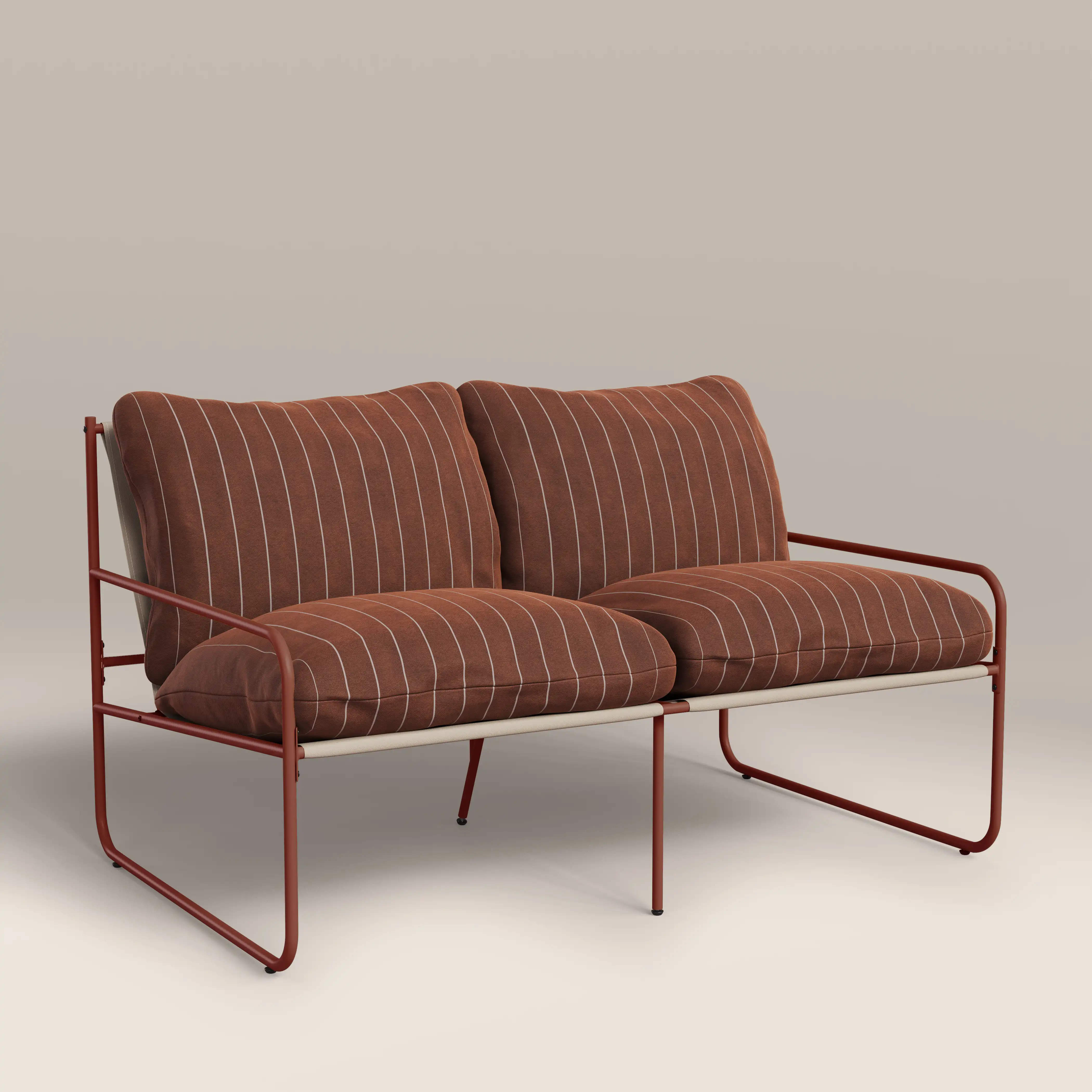 Harris 2 Seater Garden Sofa | Rust Red Stripe & Red - Image 4
