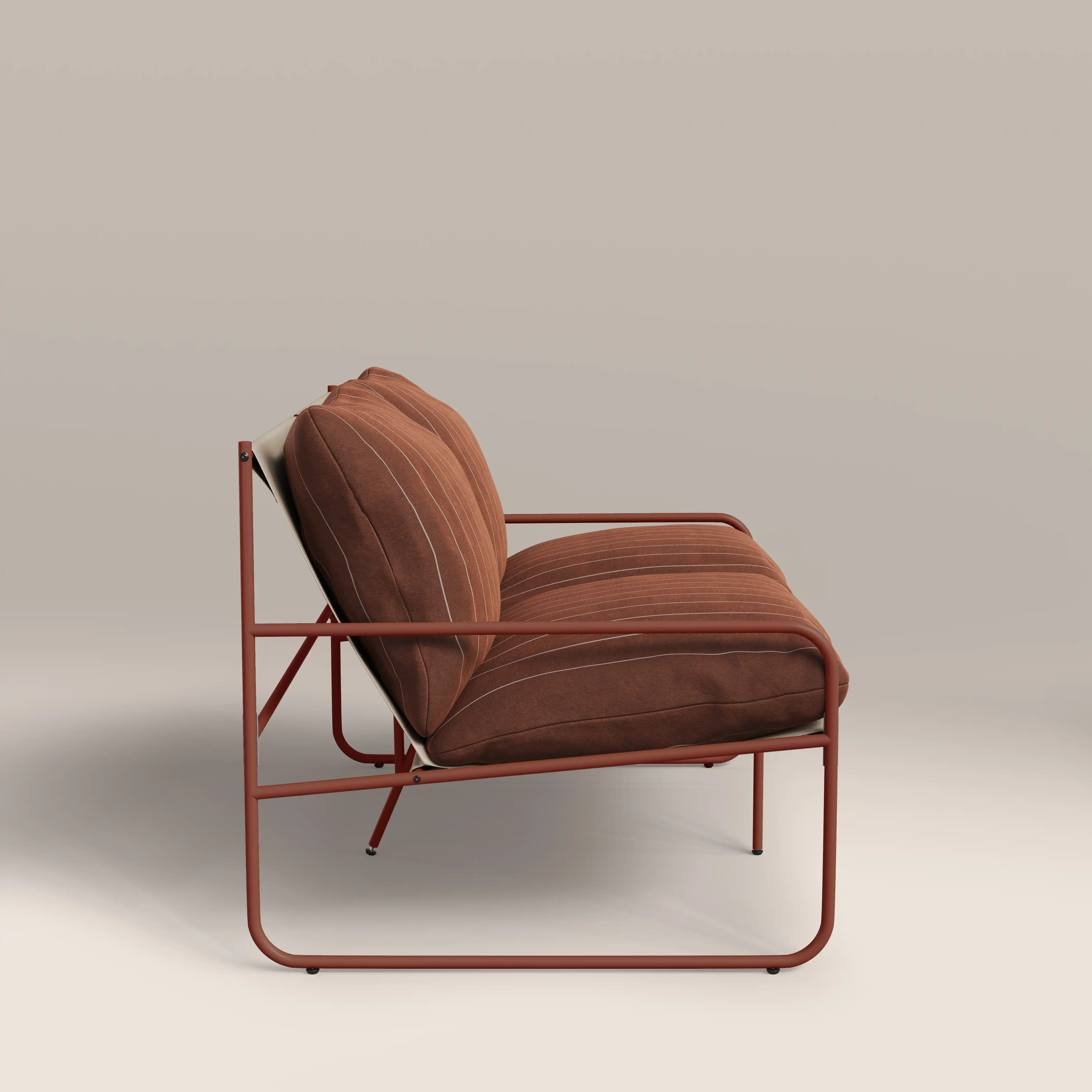 Harris 2 Seater Garden Sofa | Rust Red Stripe & Red - Image 5