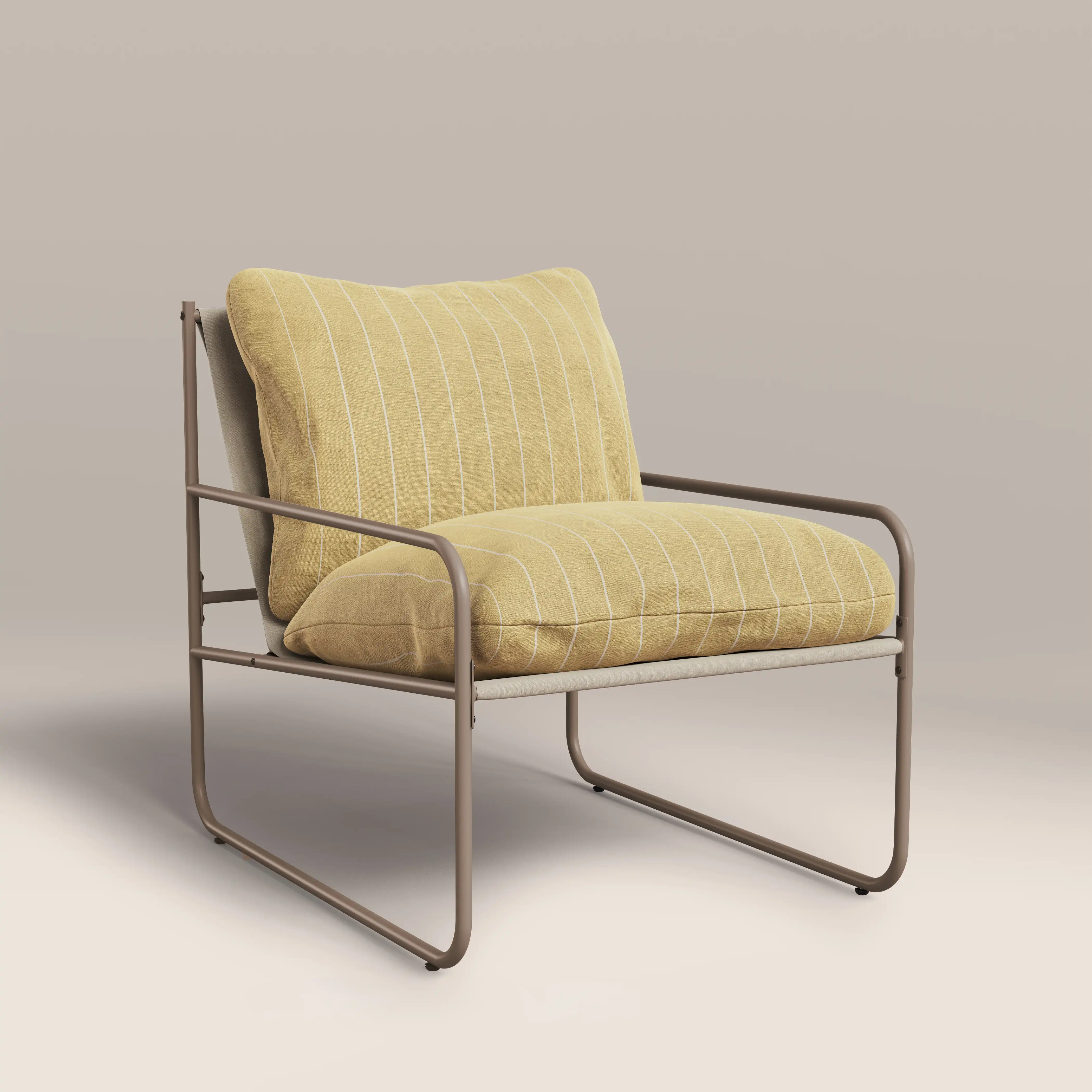 Harris Garden Armchair Set |  Butter Yellow Stripe & Taupe - Image 4