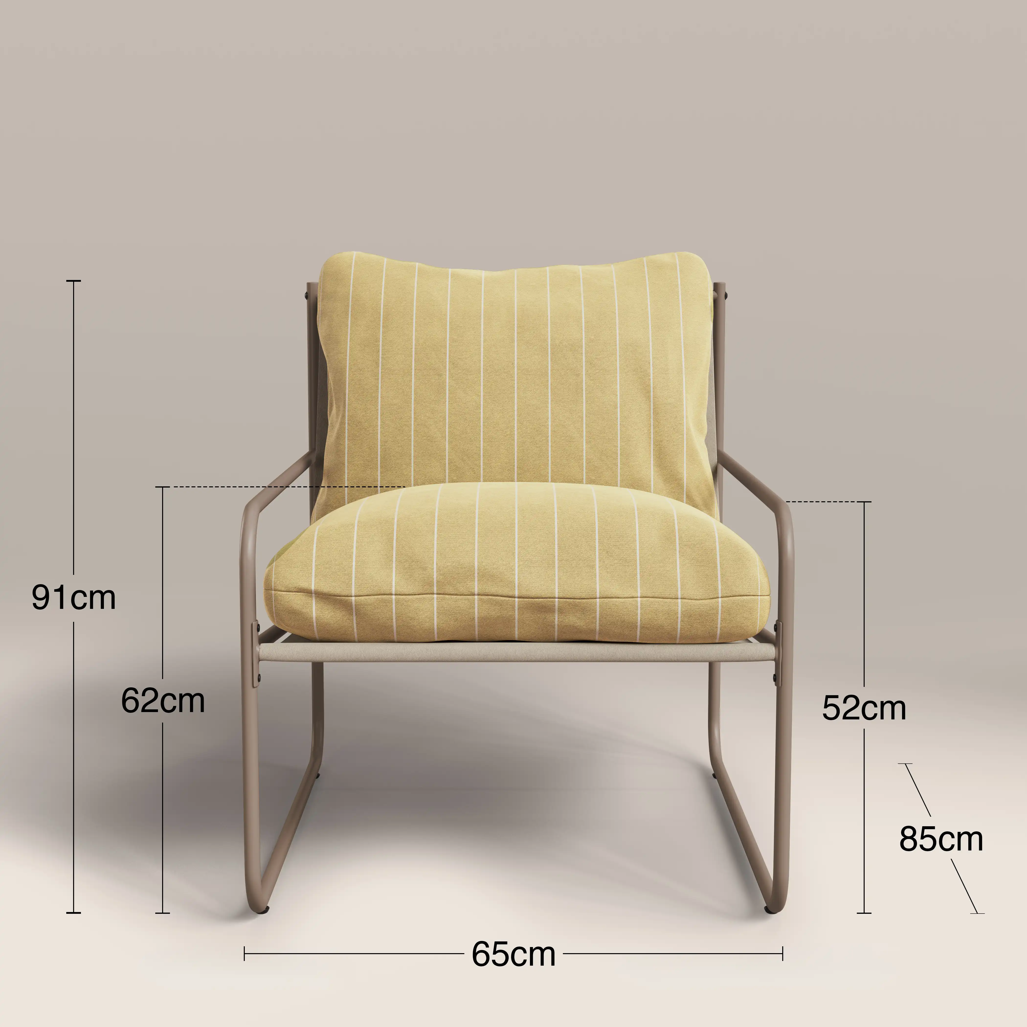 Harris Garden Armchair Set |  Butter Yellow Stripe & Taupe - Image 8