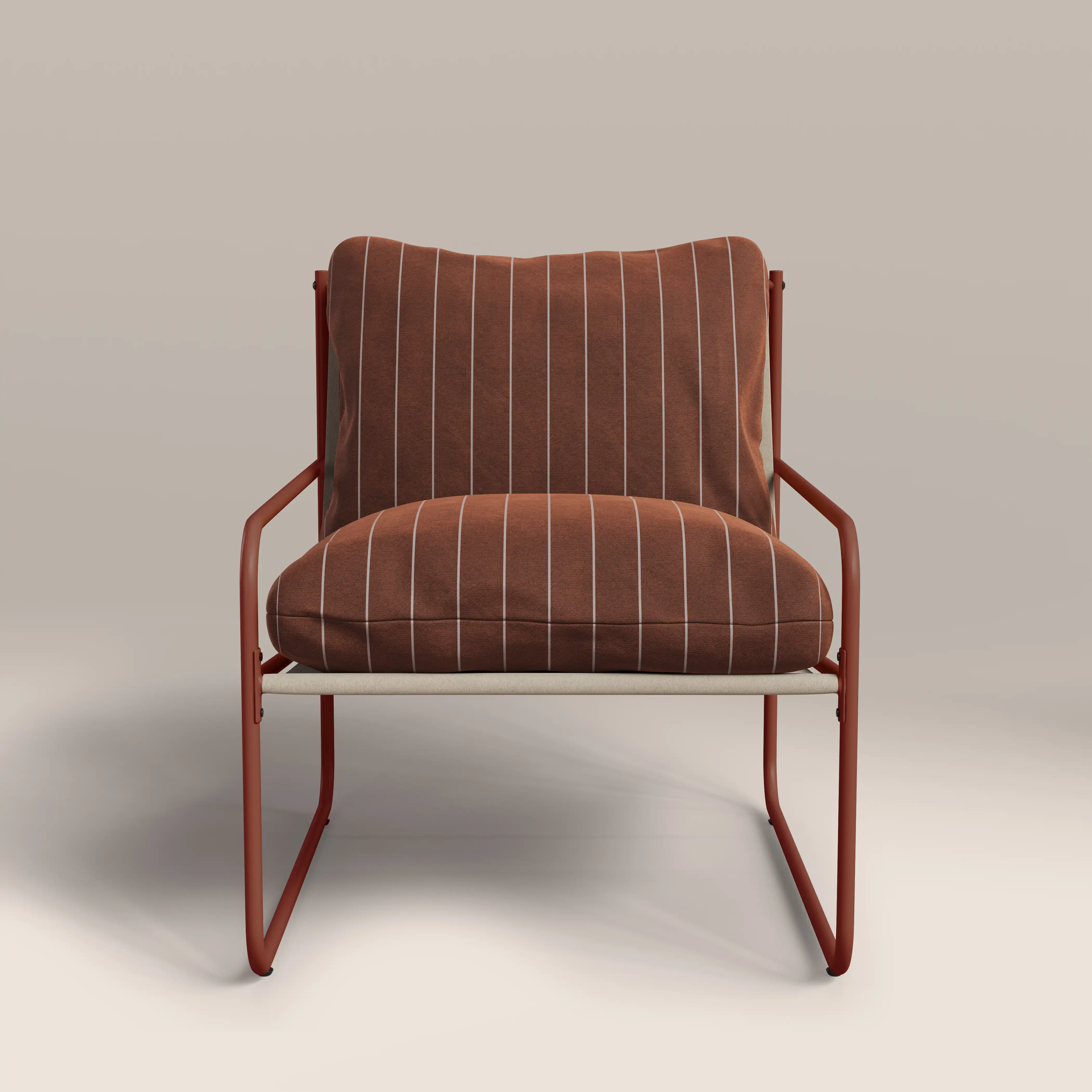 Harris Garden Armchair Set |  Rust Red Stripe & Red - Image 4