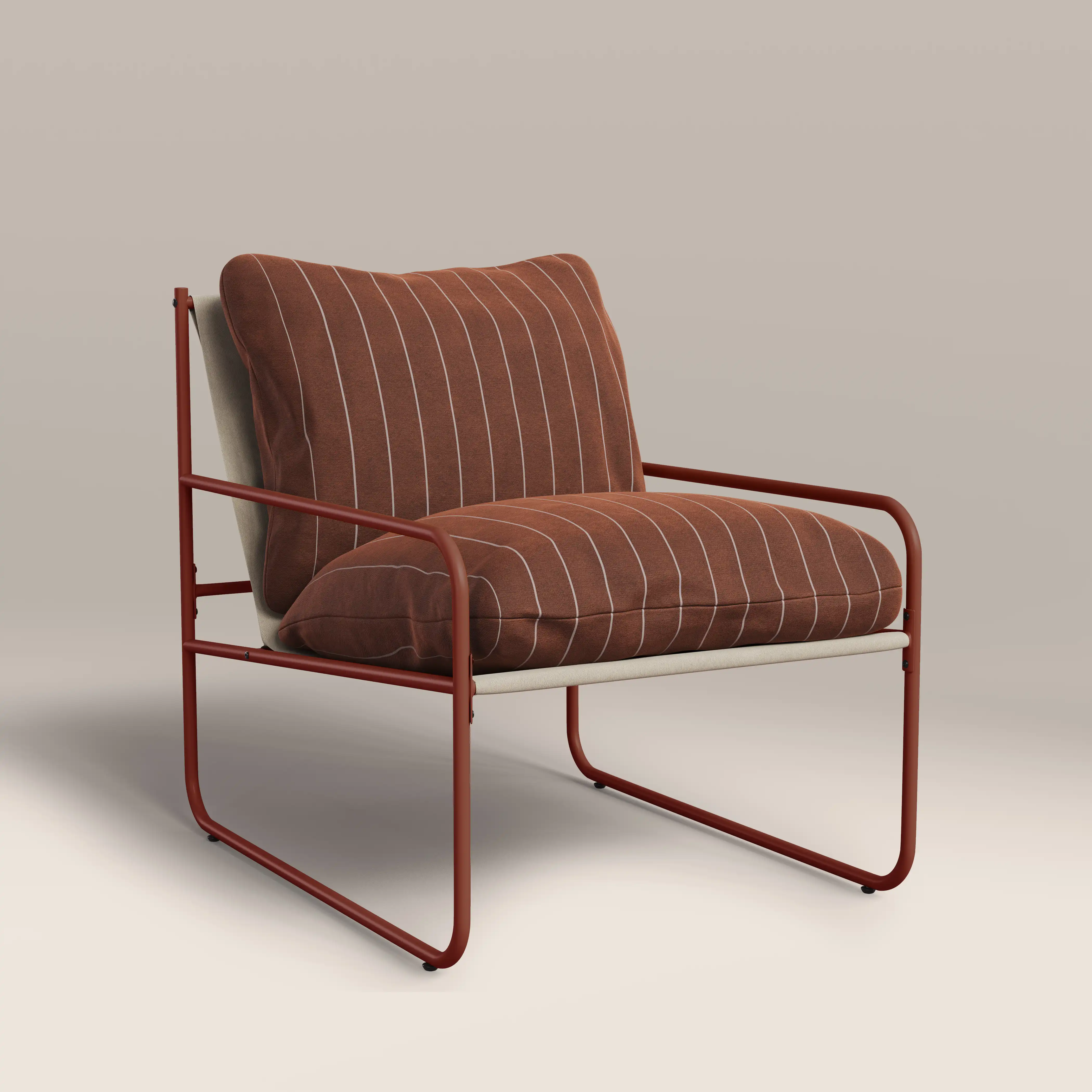 Harris Garden Armchair Set |  Rust Red Stripe & Red - Image 5