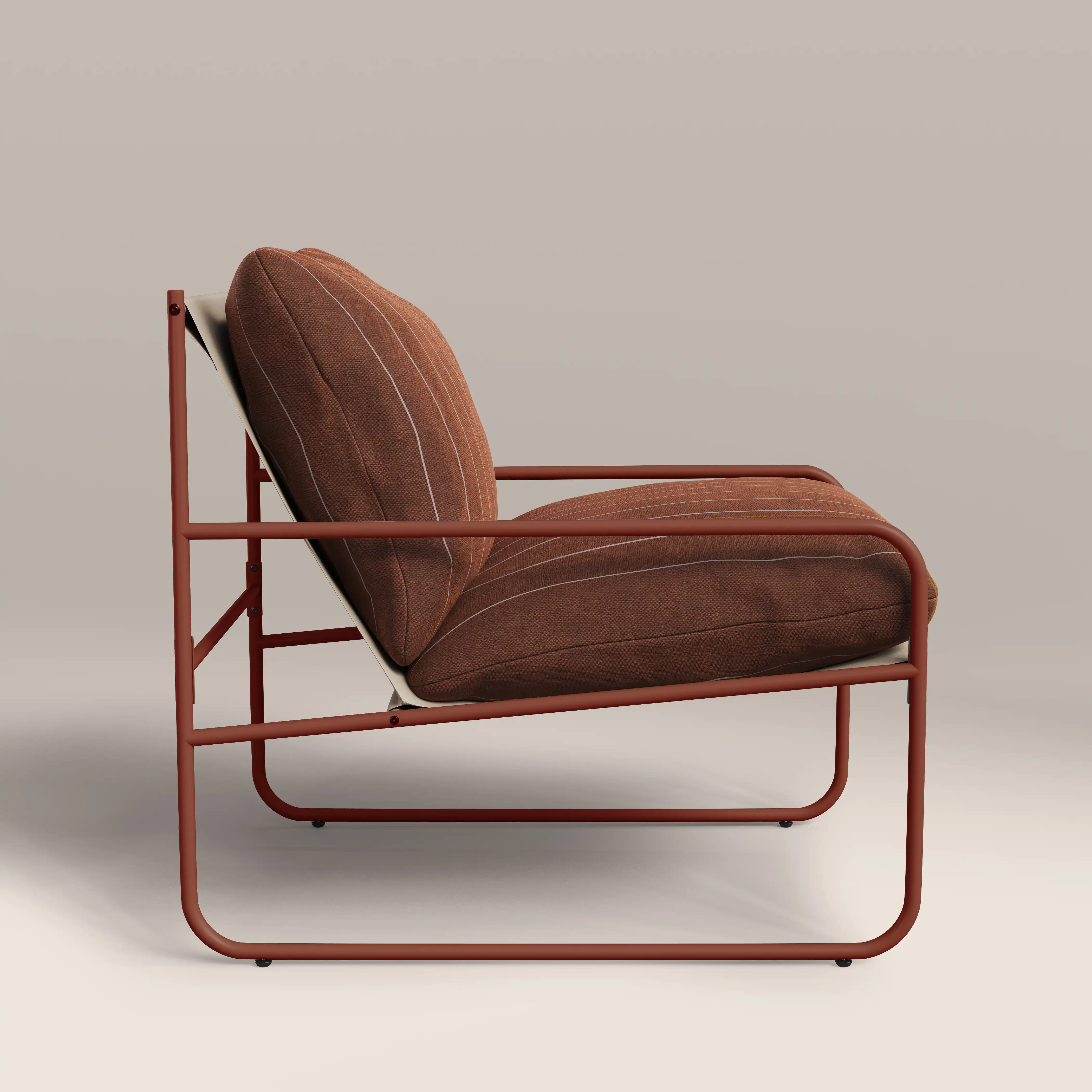 Harris Garden Armchair Set |  Rust Red Stripe & Red - Image 6