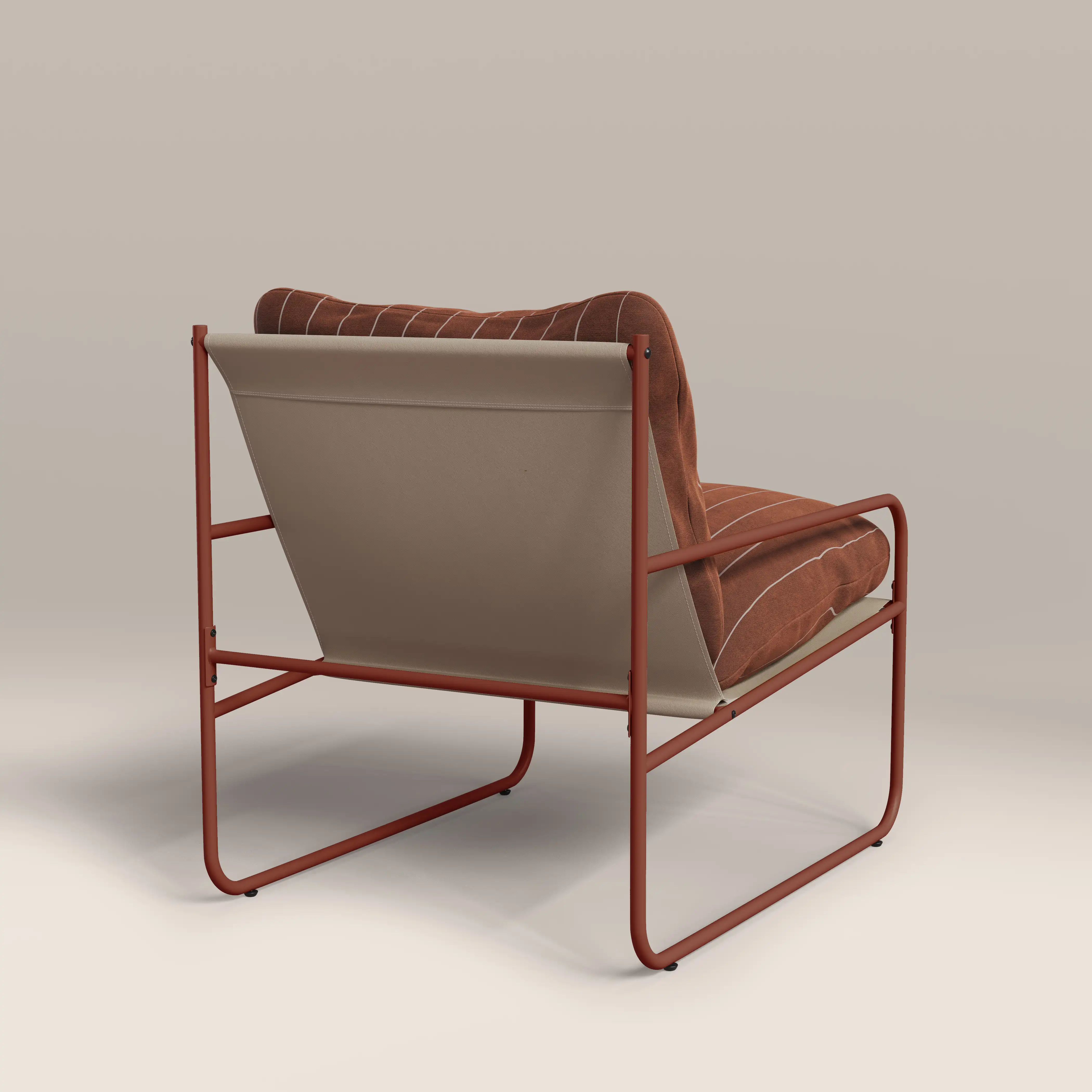 Harris Garden Armchair Set |  Rust Red Stripe & Red - Image 7