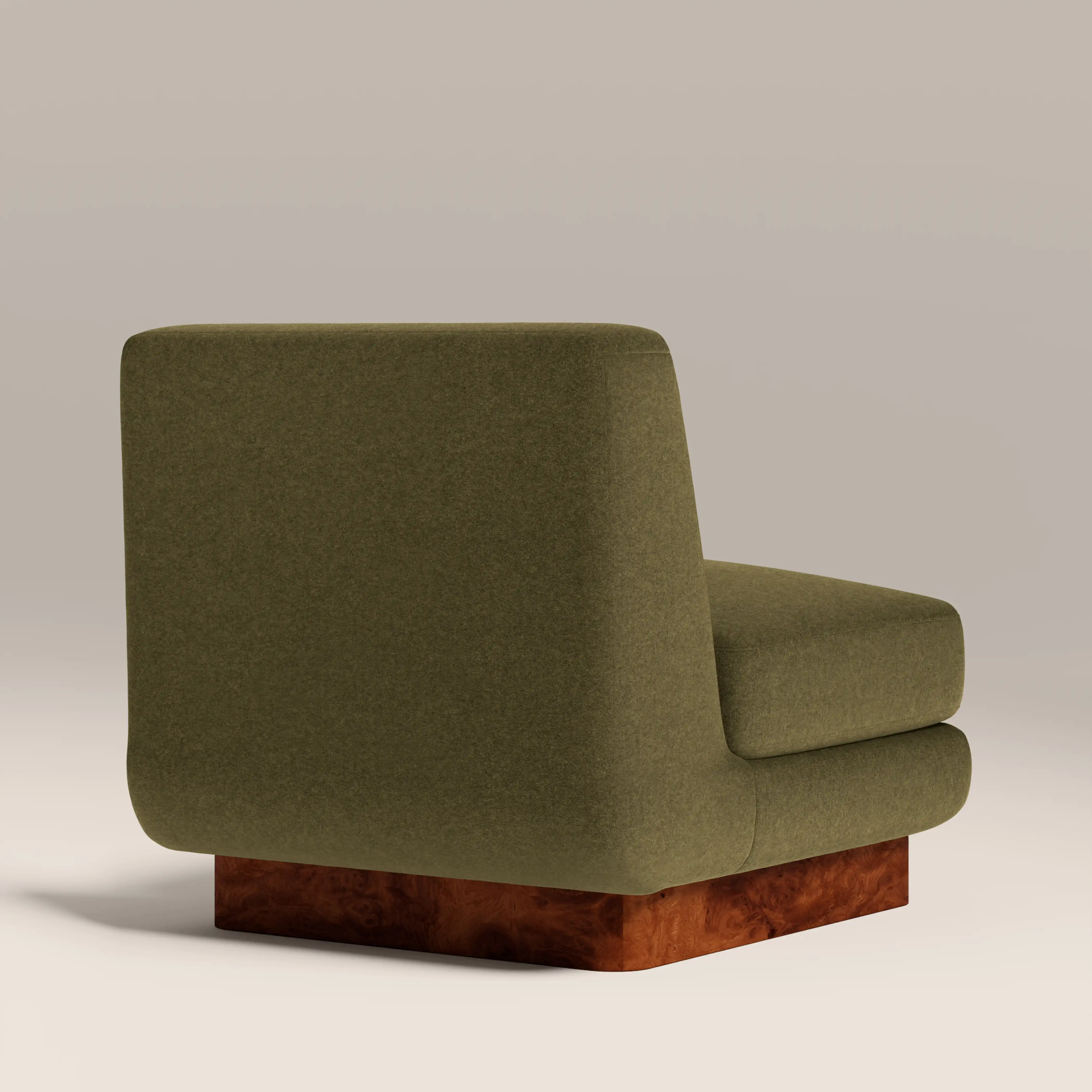 Harrison Accent Chair | Moss Green Sustainable Mohair Velvet & Walnut Burl Wood - Image 6