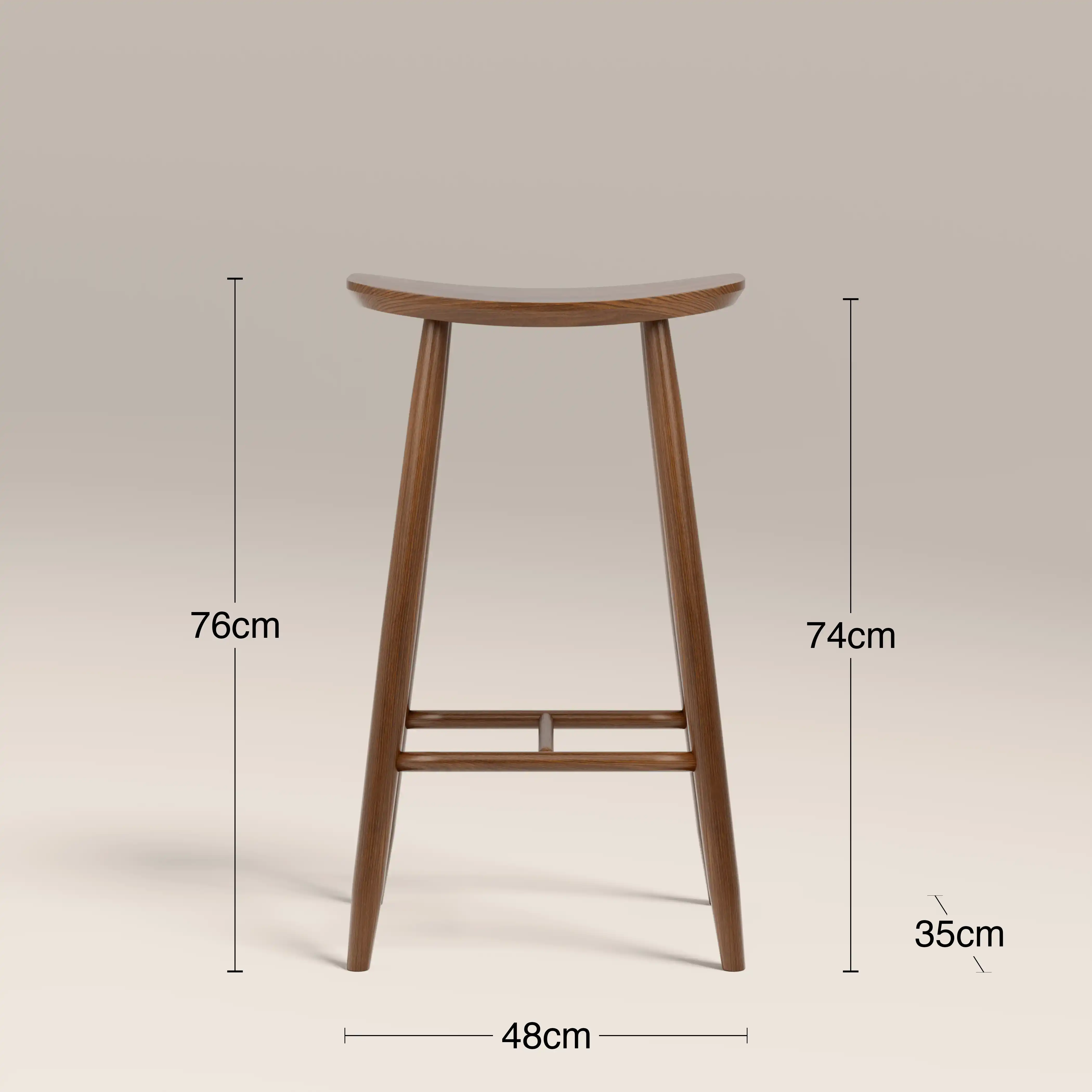 Hatton Wooden Bar Stool | Walnut - Image 6