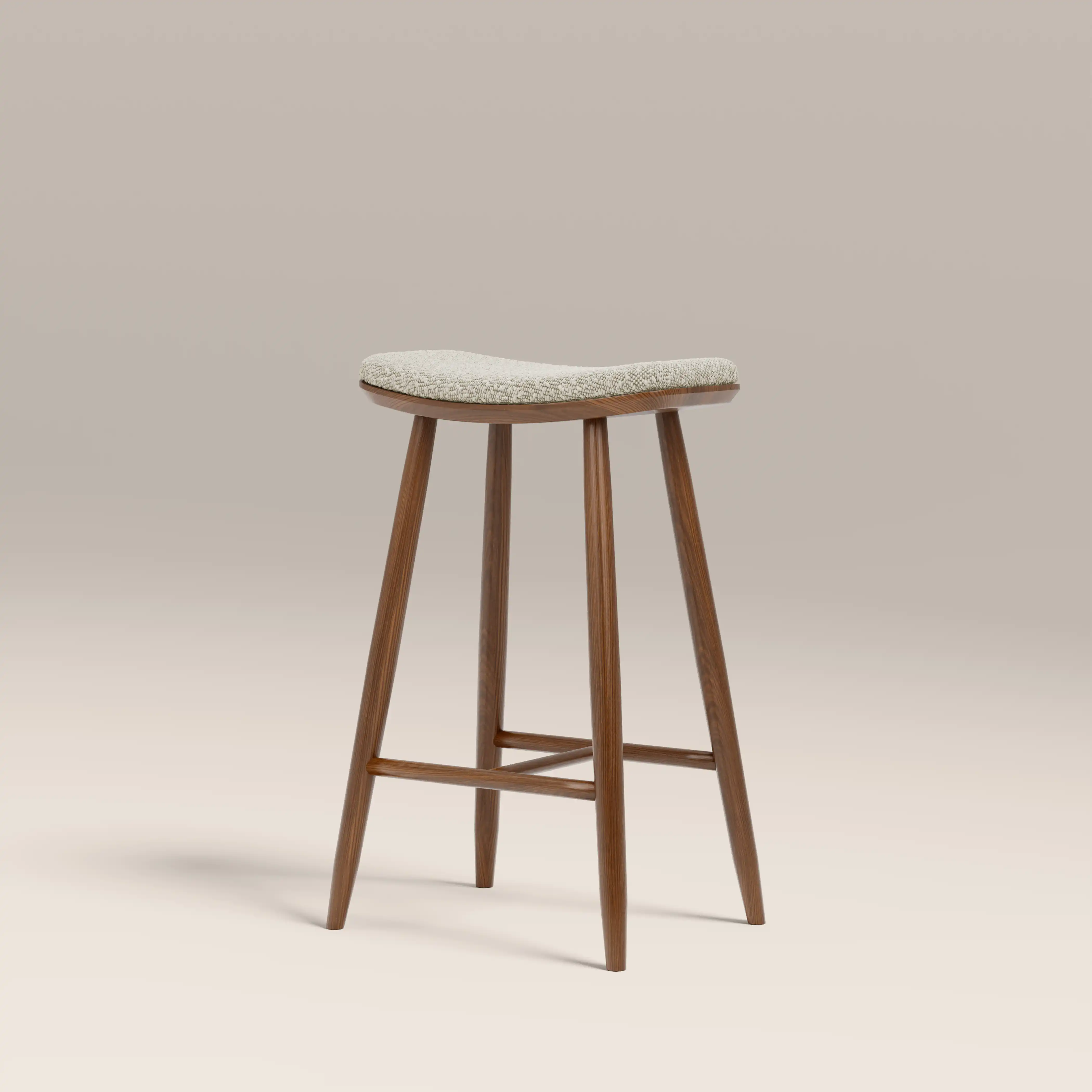 Hatton Wooden Kitchen Stool | Speckled Stone Sustainable Boucle & Walnut - Image 6