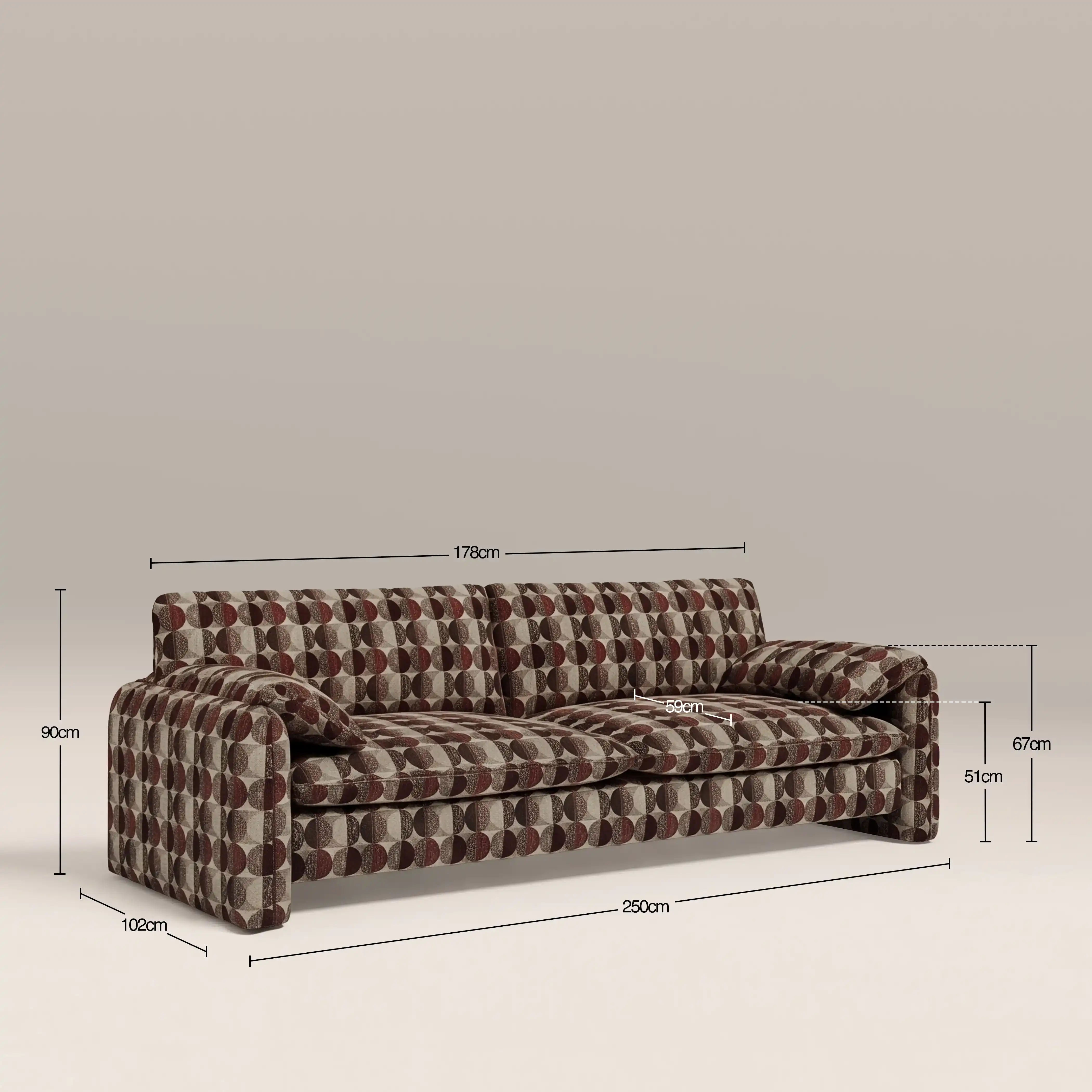 Haven 3 Seater Sofa | Multicolour Orbis Patterned Fabric - Image 7
