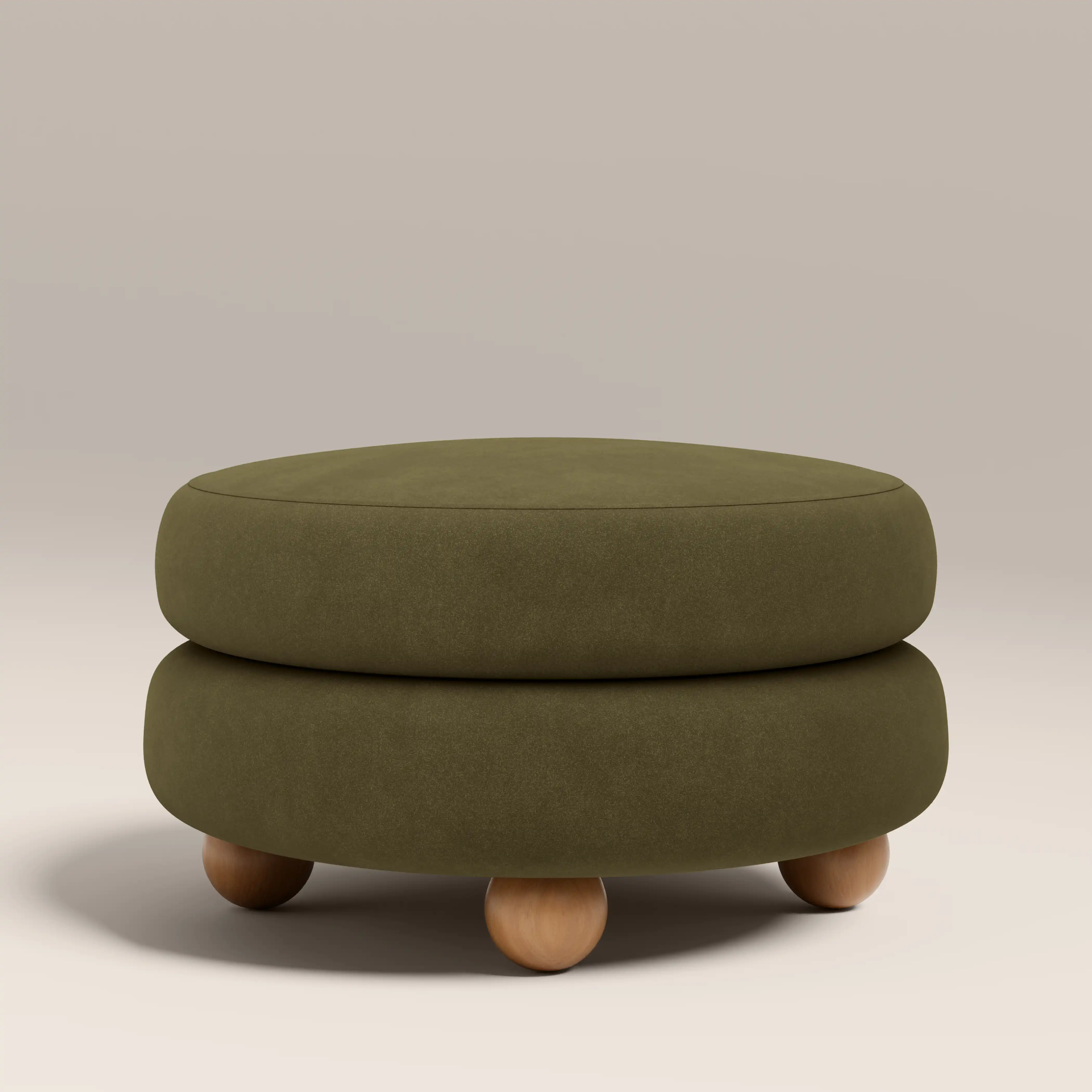 Hazel Footstool | Moss Green Sustainable Mohair Velvet & Natural - Image 2