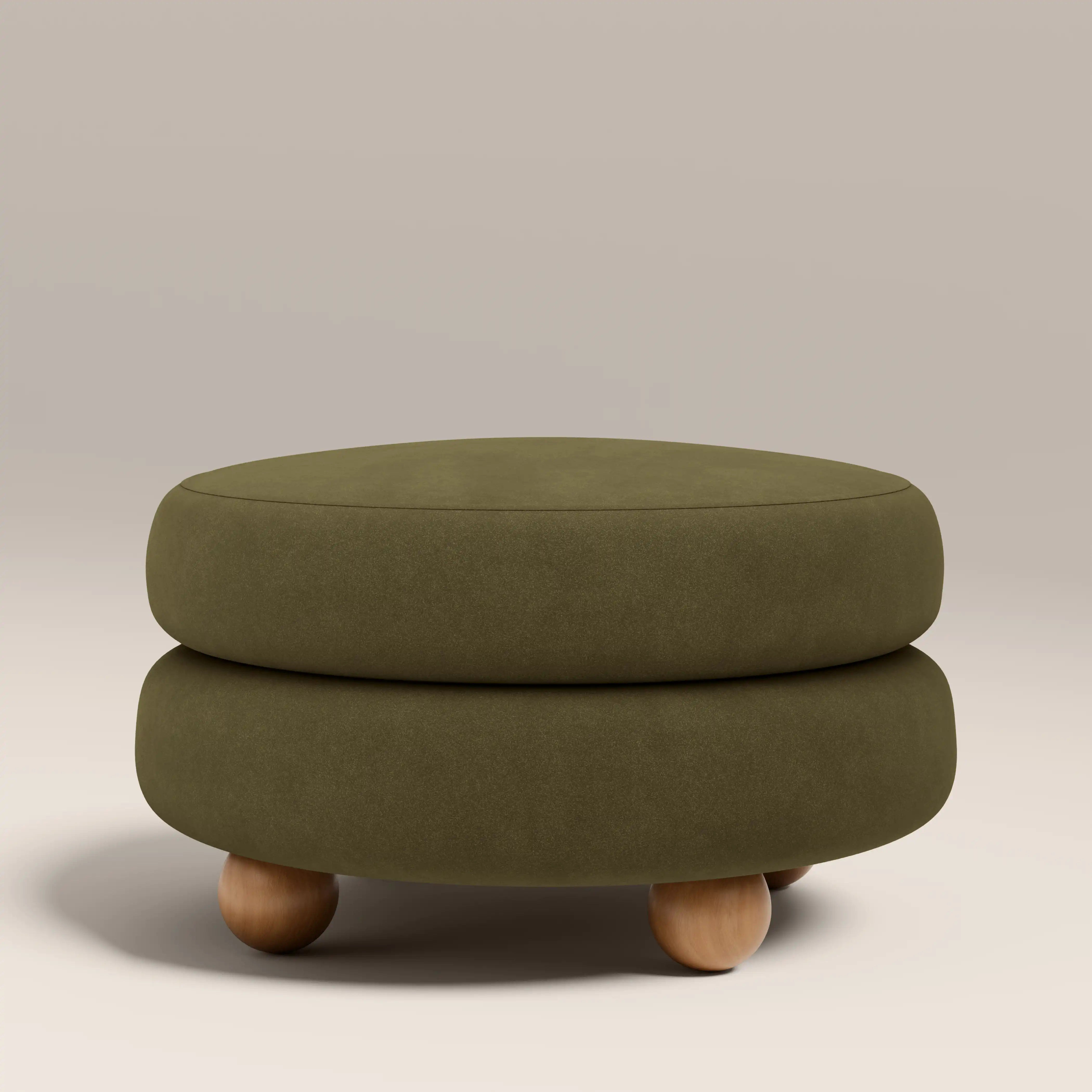 Hazel Footstool | Moss Green Sustainable Mohair Velvet & Natural - Image 4