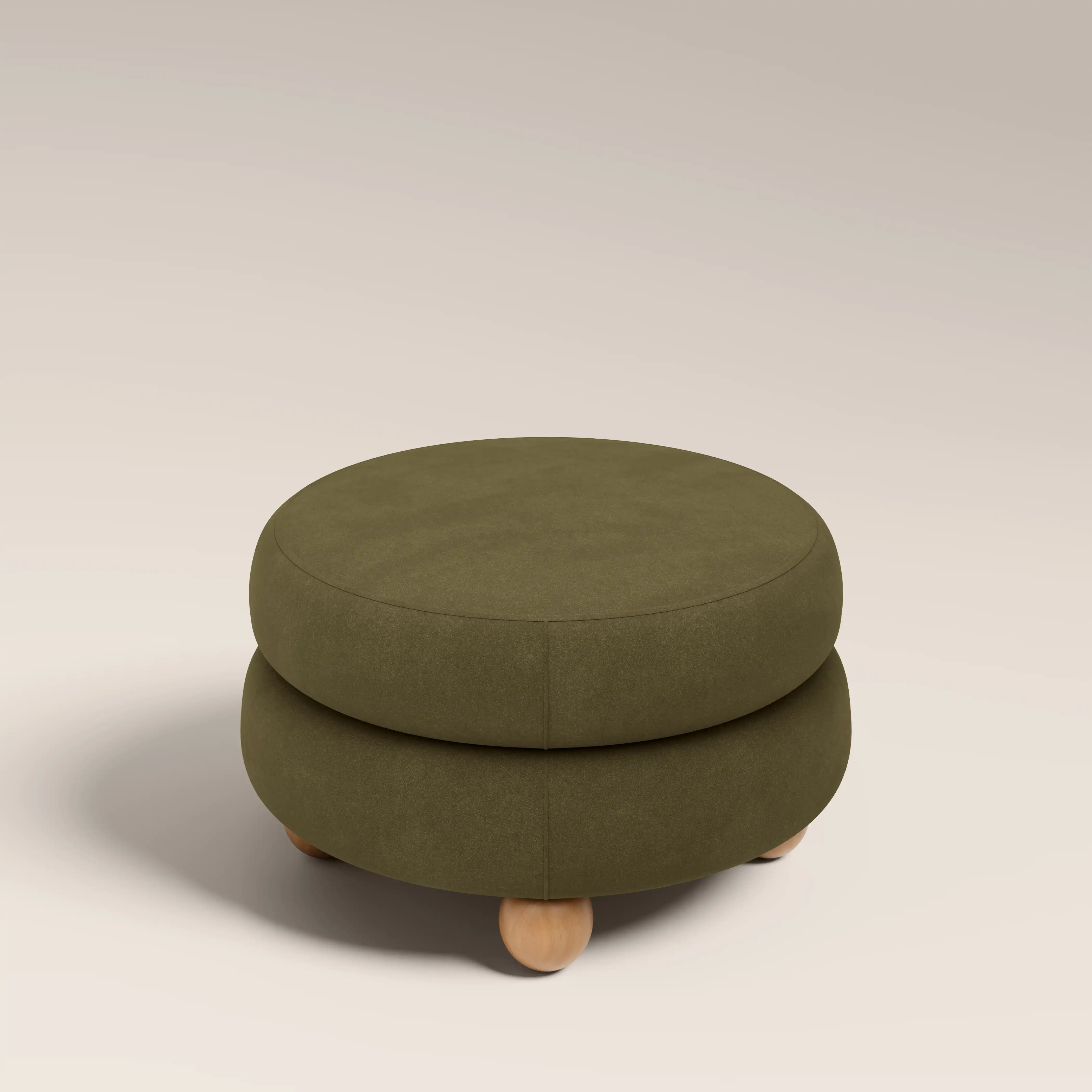 Hazel Footstool | Moss Green Sustainable Mohair Velvet & Natural - Image 5