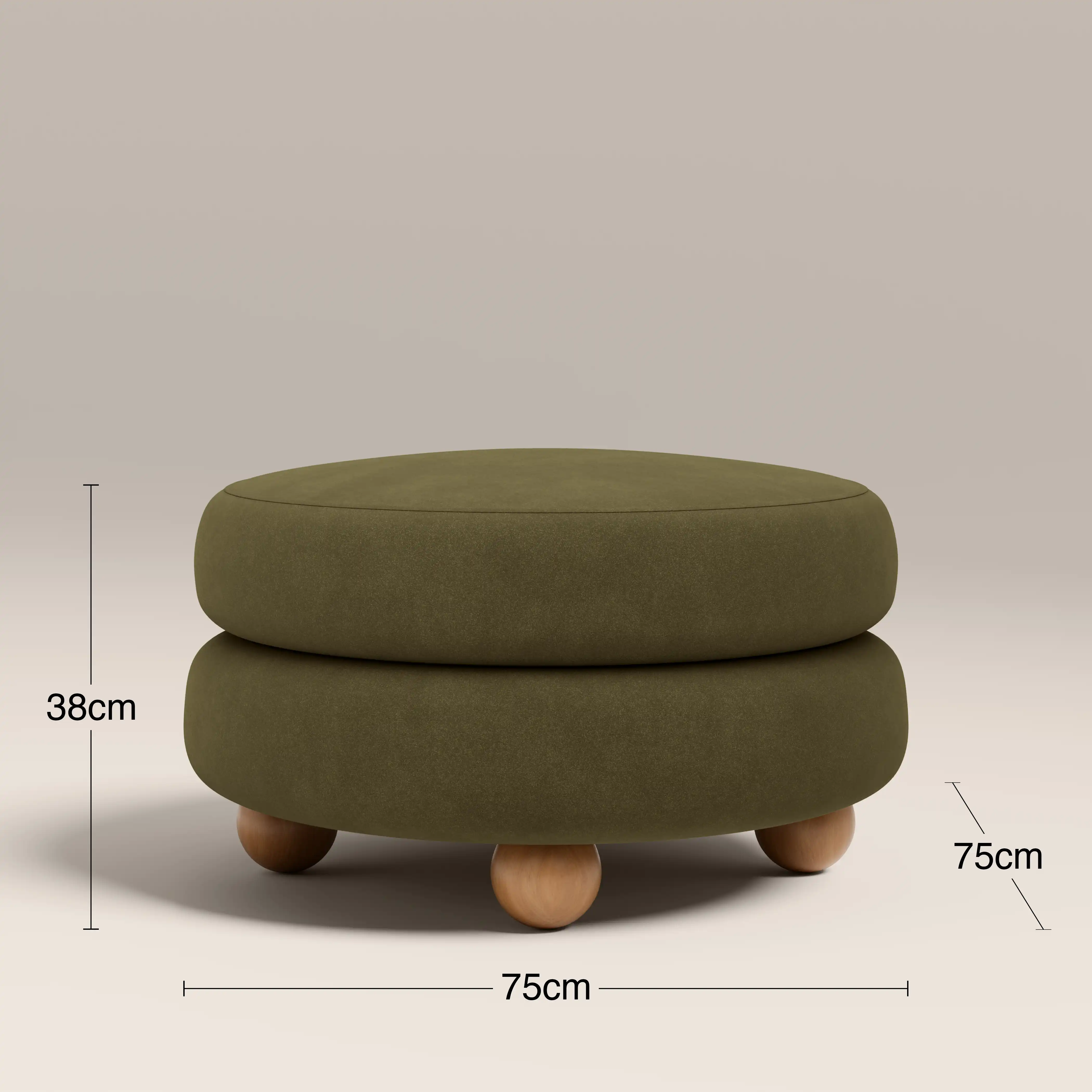 Hazel Footstool | Moss Green Sustainable Mohair Velvet & Natural - Image 7