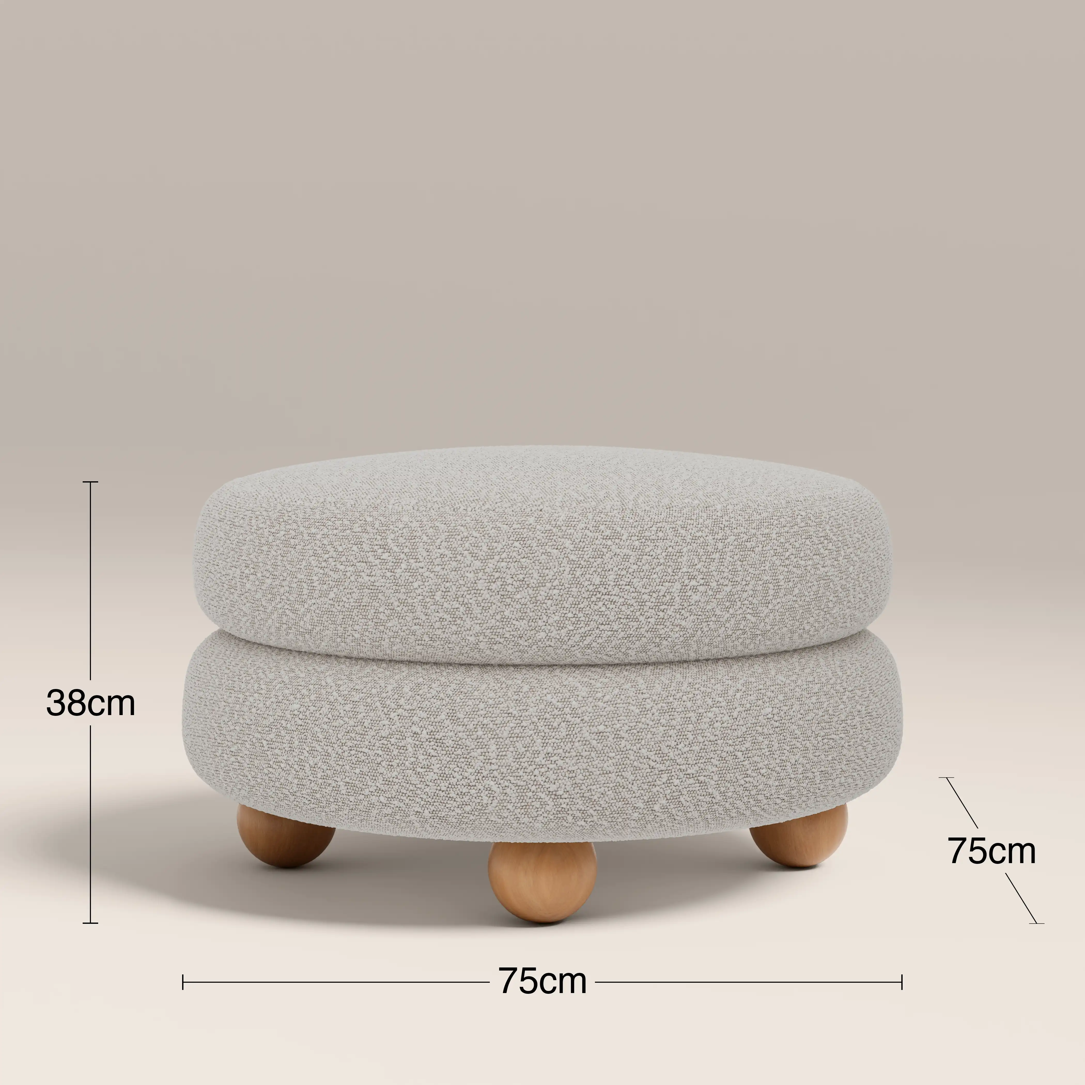 Hazel Footstool | Speckled Stone Sustainable Boucle & Natural - Image 5