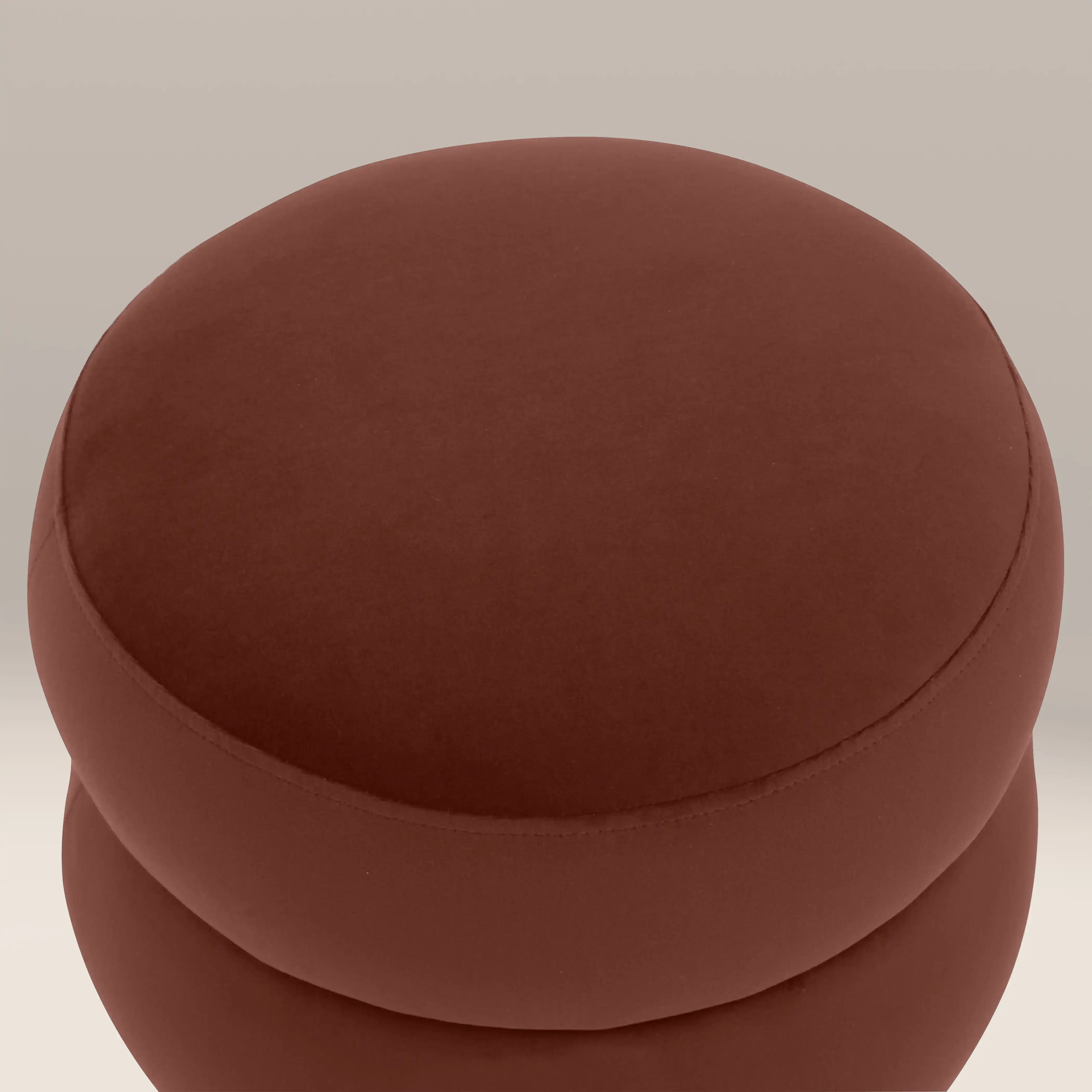 Hazel Pouffe | Rust Red Sustainable Velvet & Walnut - Image 5