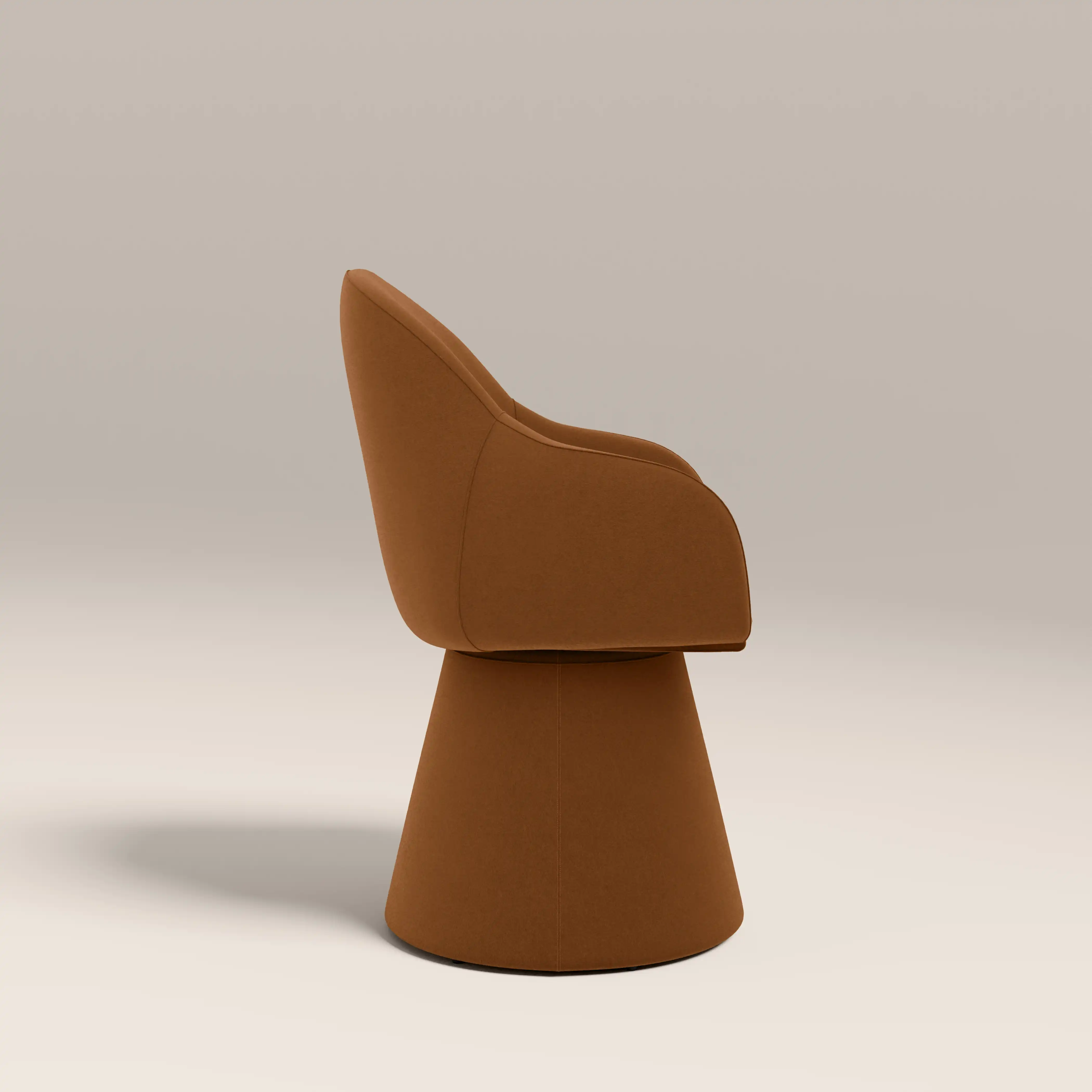 Herman Swivel Carver Dining Chair | Caramel Brown Sustainable Mohair Velvet - Image 5