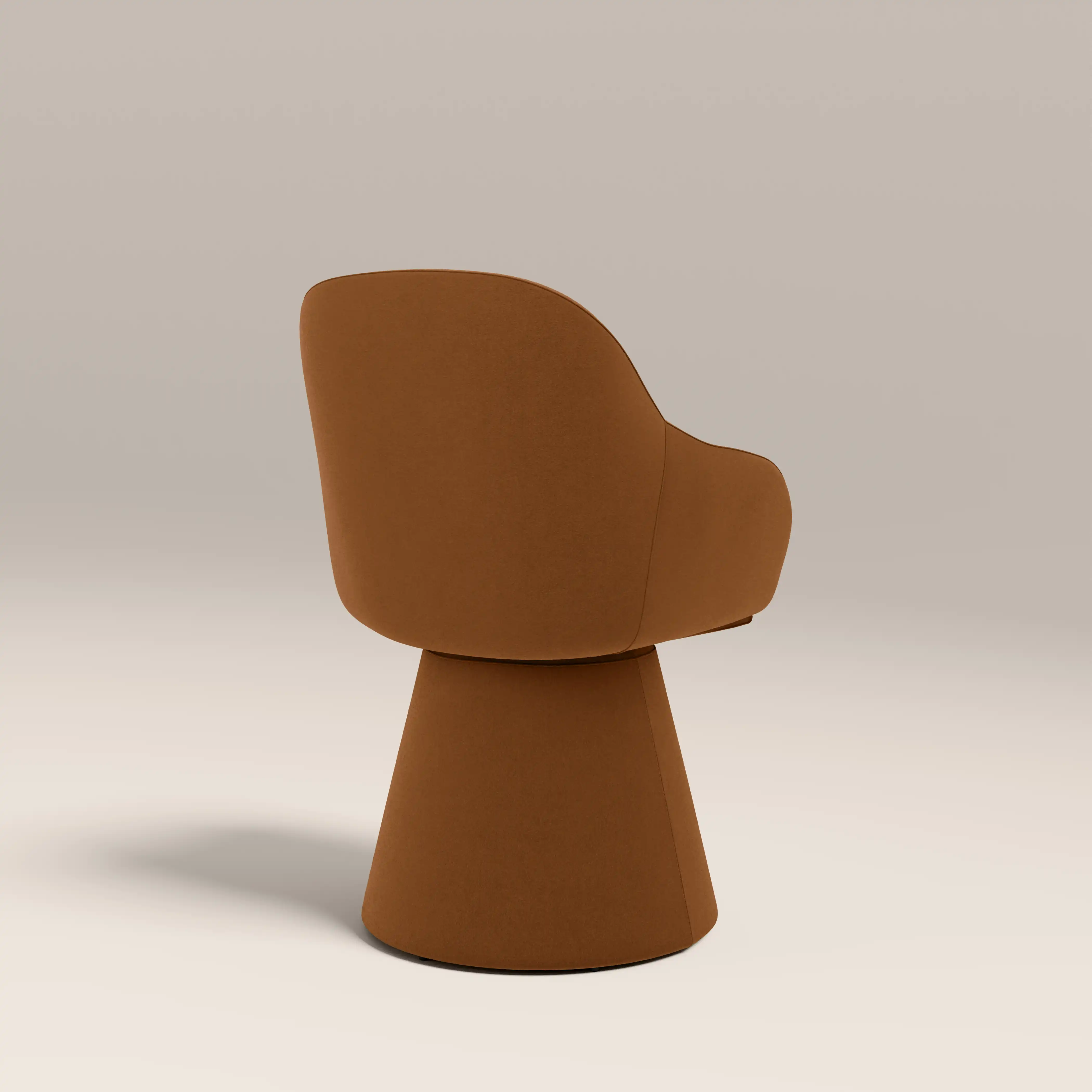 Herman Swivel Carver Dining Chair | Caramel Brown Sustainable Mohair Velvet - Image 6