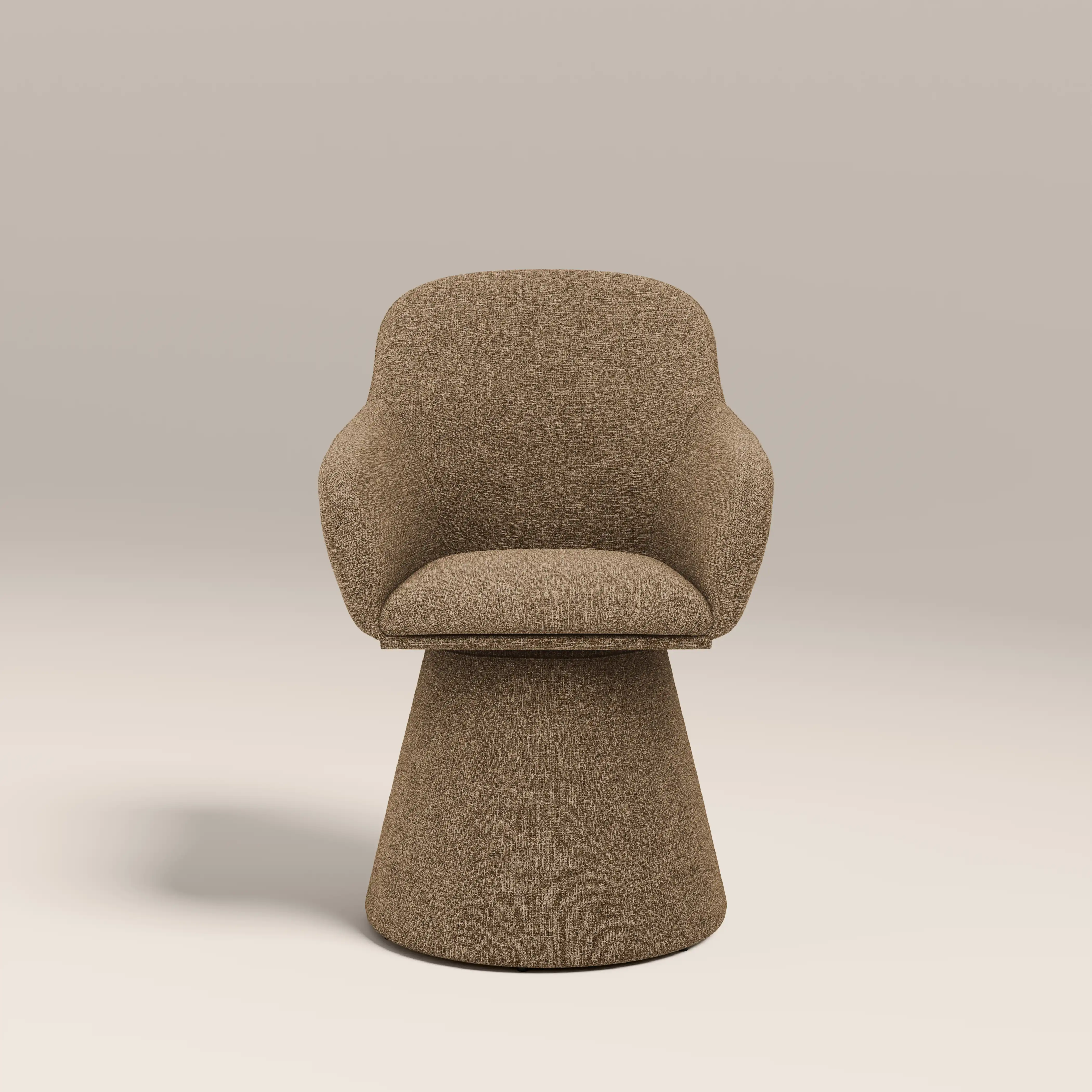 Herman Swivel Carver Dining Chair | Speckled Cappuccino Boucle - Image 3