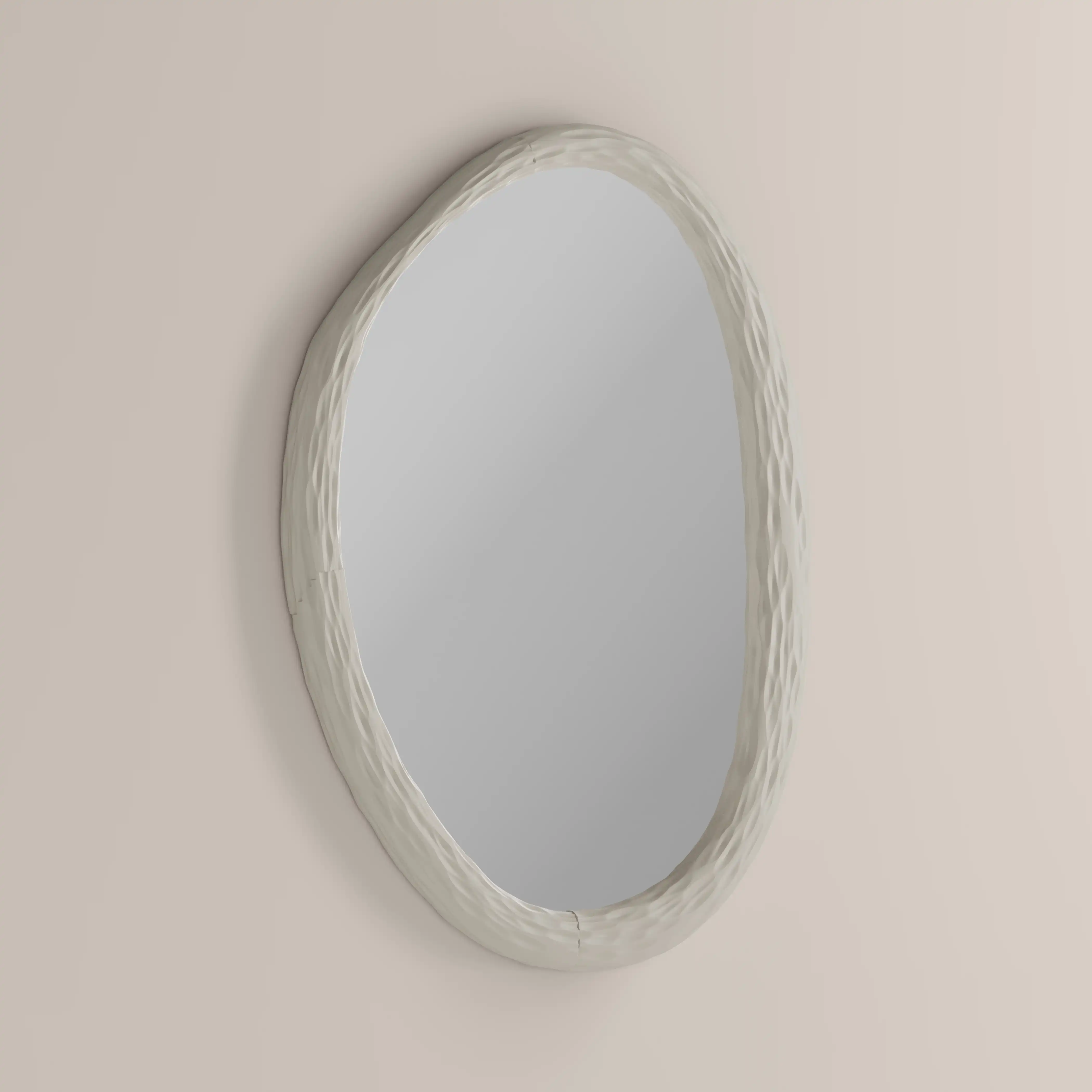 Herman Oval Wall Mirror, 81 x 60 cm | Cream - Image 3