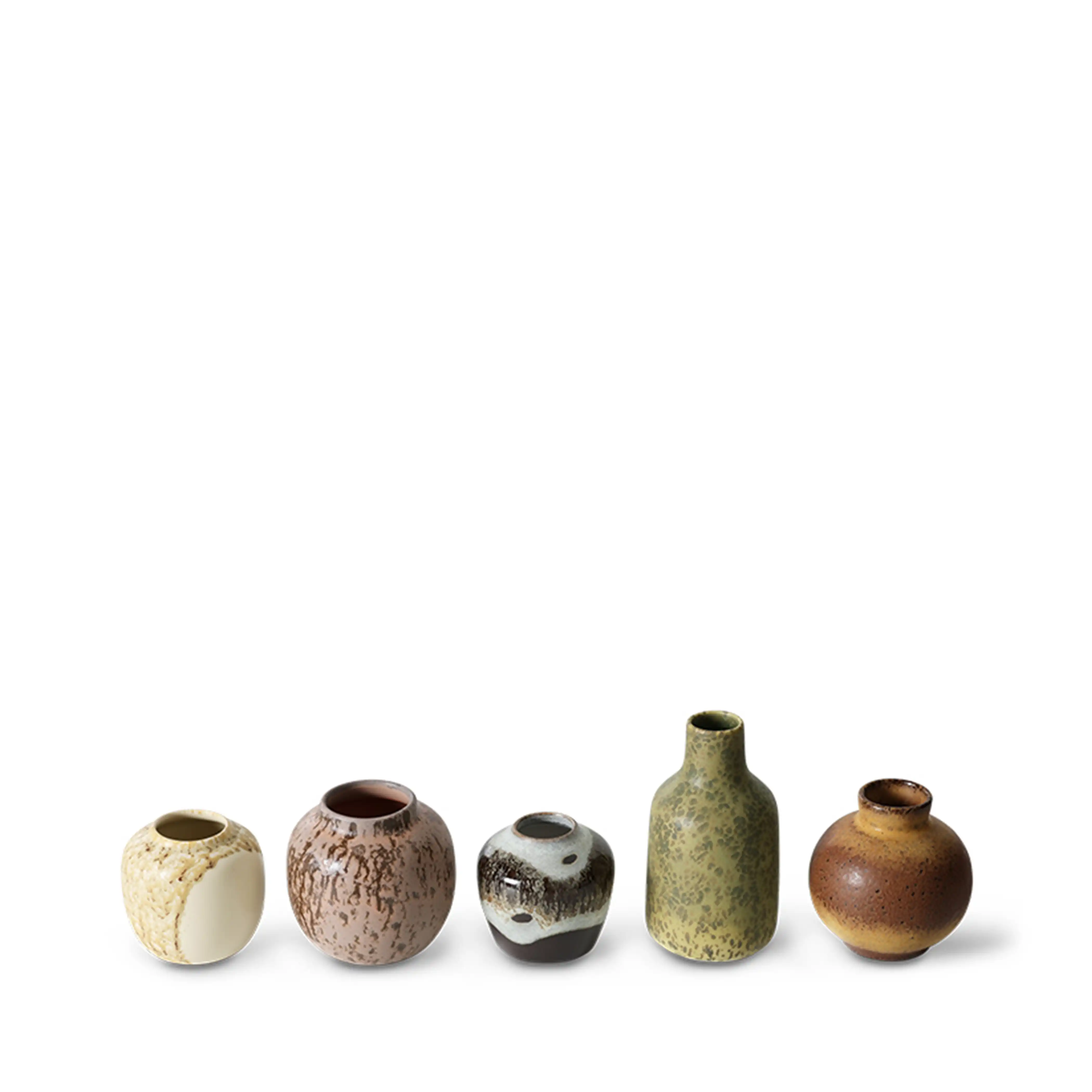 HKliving 70s Ceramics Set of 5 Small Vases | Multicolour - Image 5