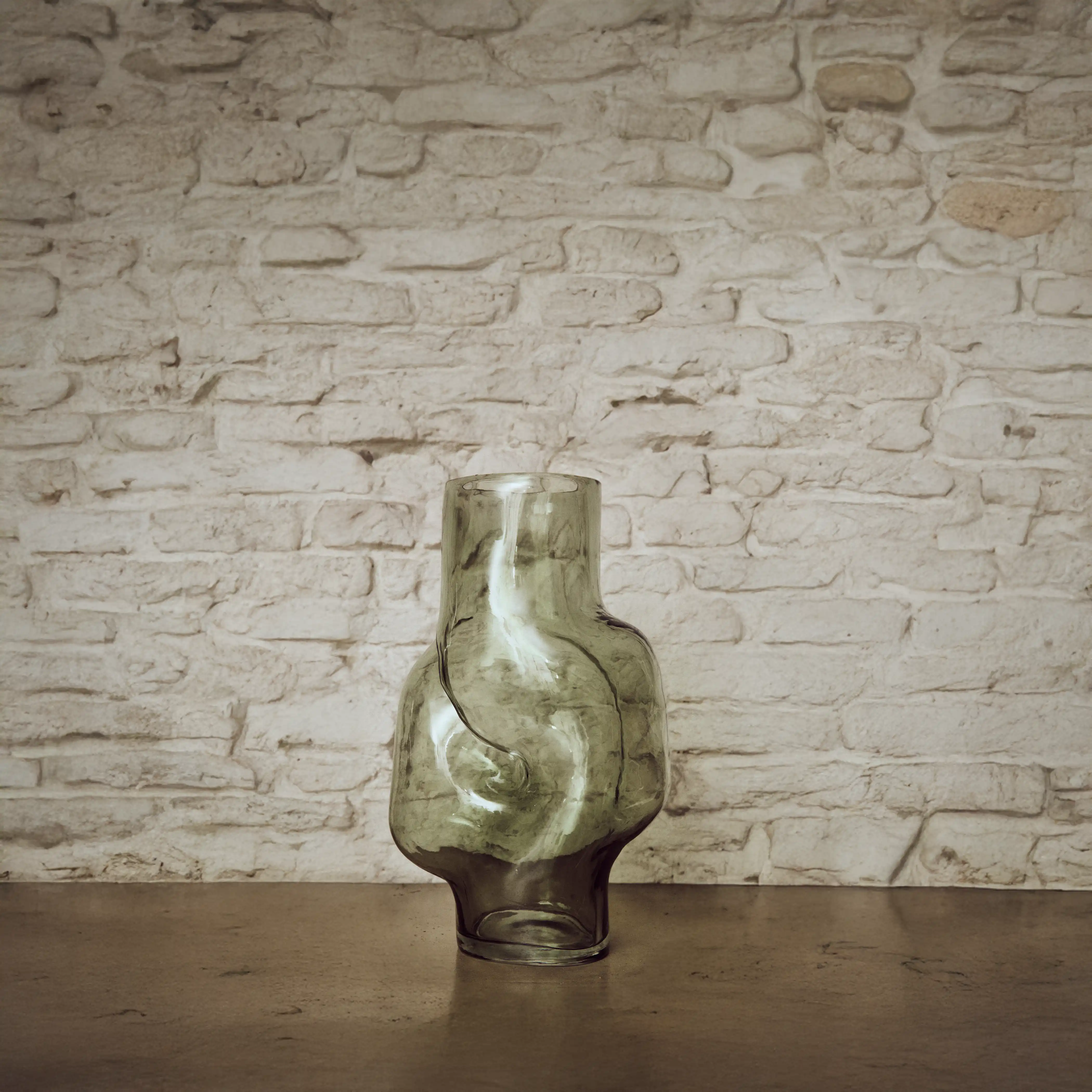 HKliving Gleam Glass High Vase | Olive - Image 3
