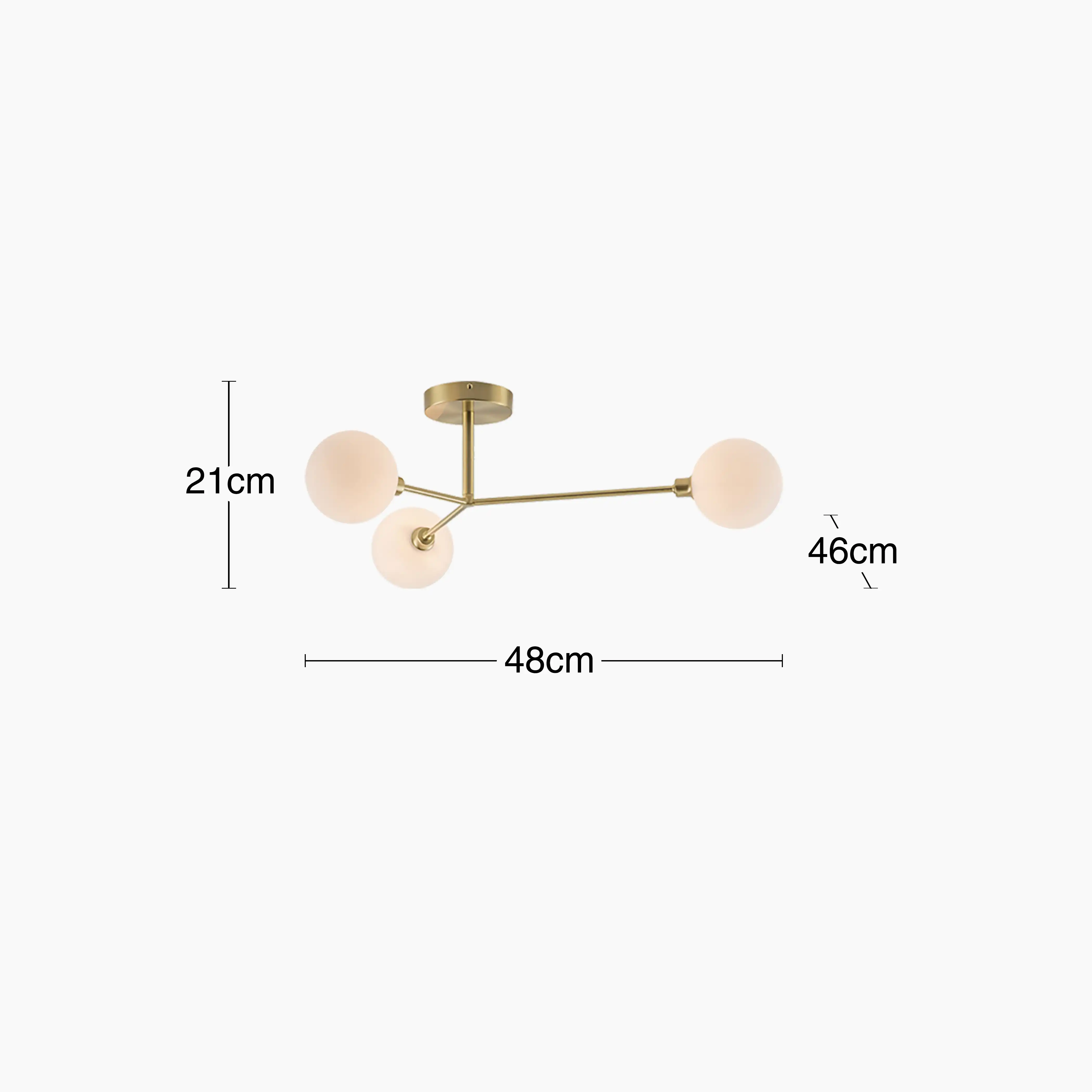 houseof 3 Light Flush Ceiling Light | Brass - Image 8