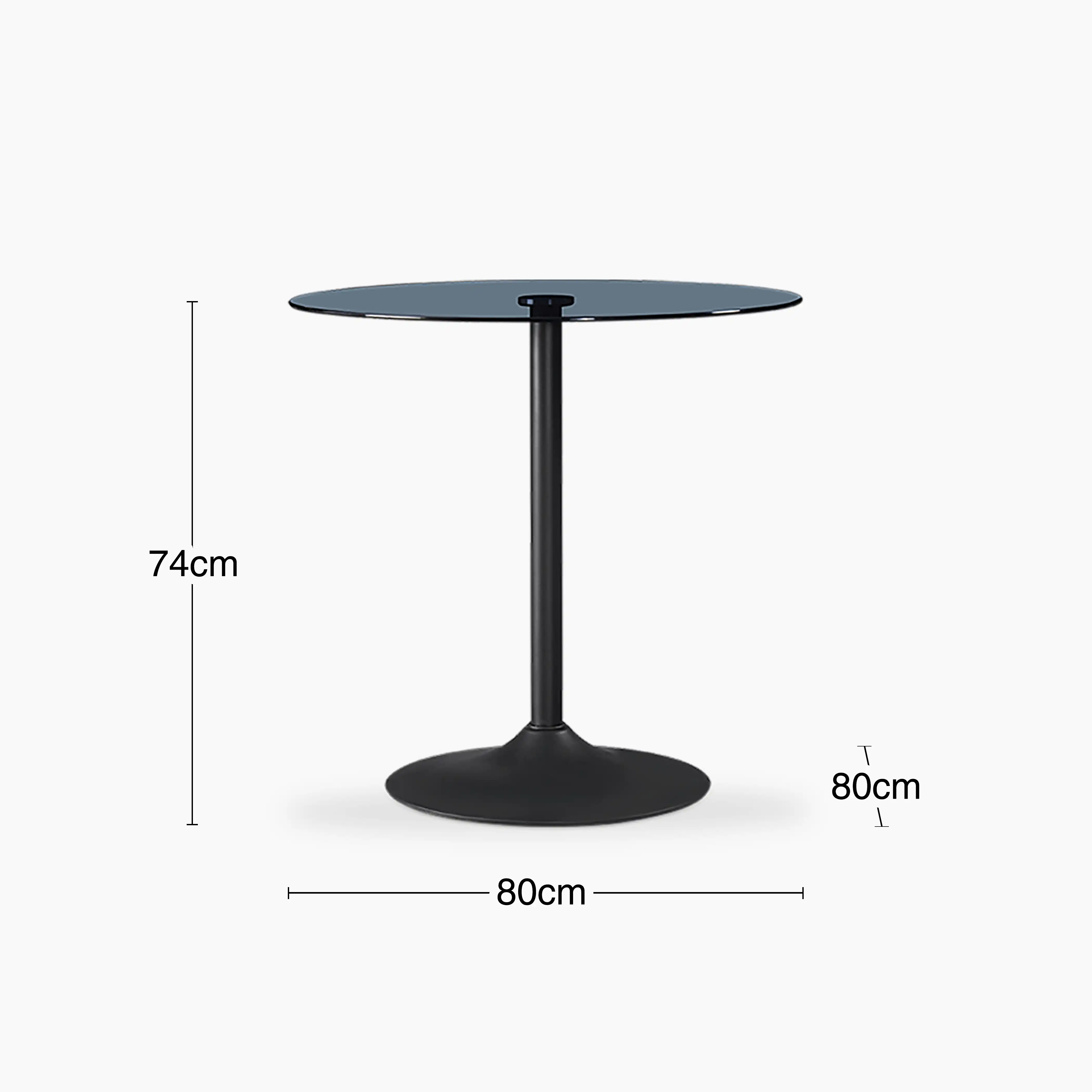 Ida 2 Seat Round Dining Table | Smoked Glass & Black - Image 5