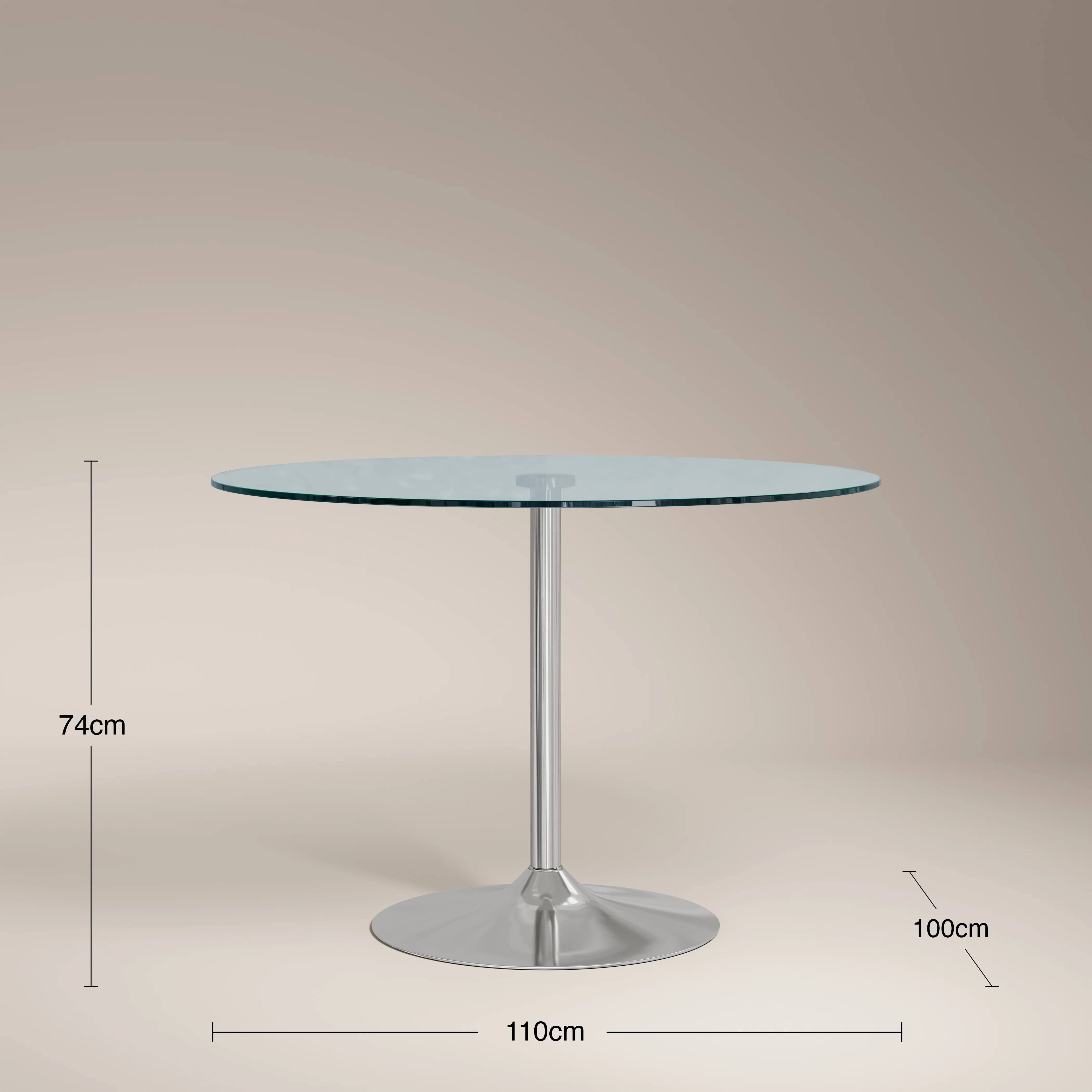 Ida 4 Seat Round Dining Table | Glass & Chrome - Image 7