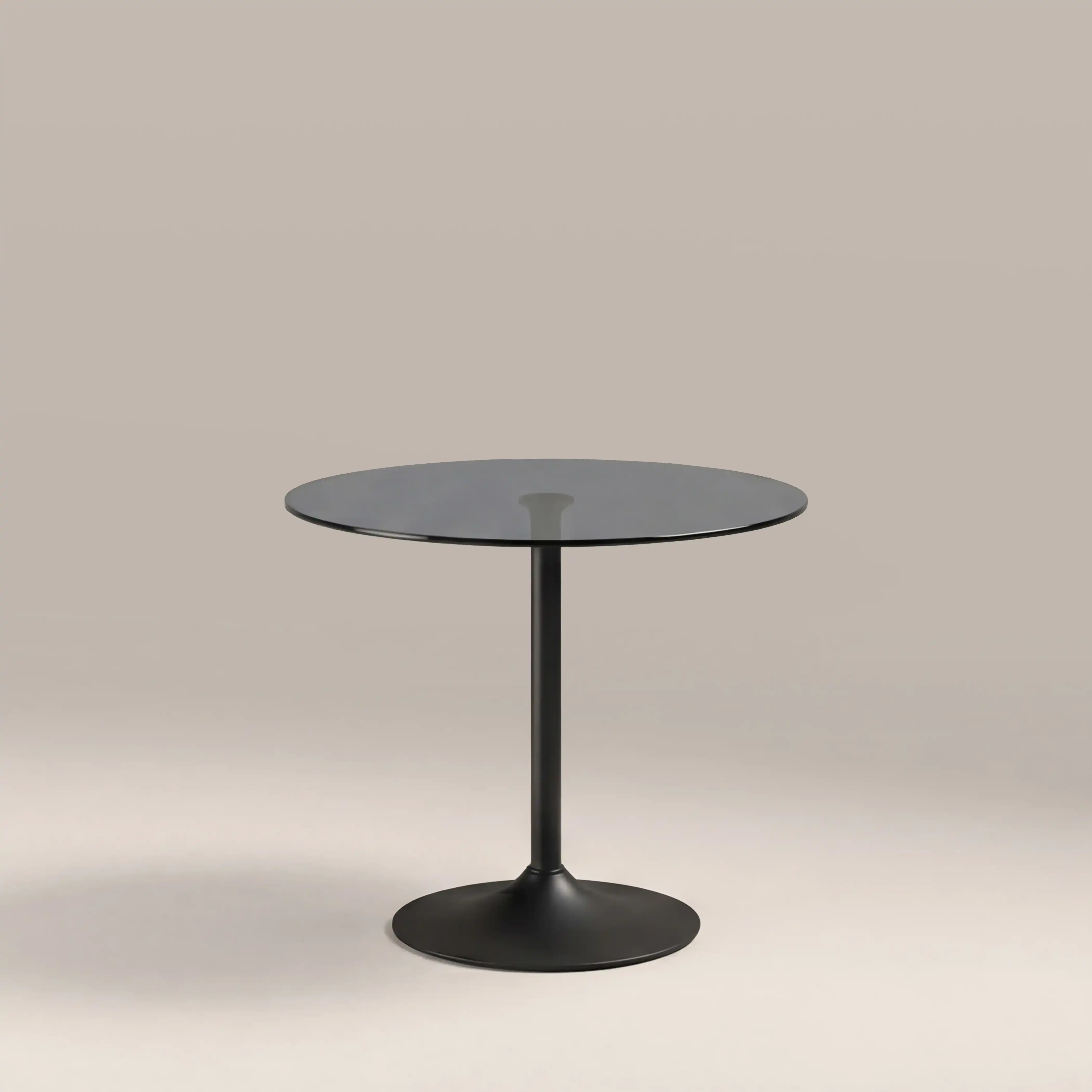 Ida 4 Seat Round Dining Table | Smoked Glass & Black - Image 3