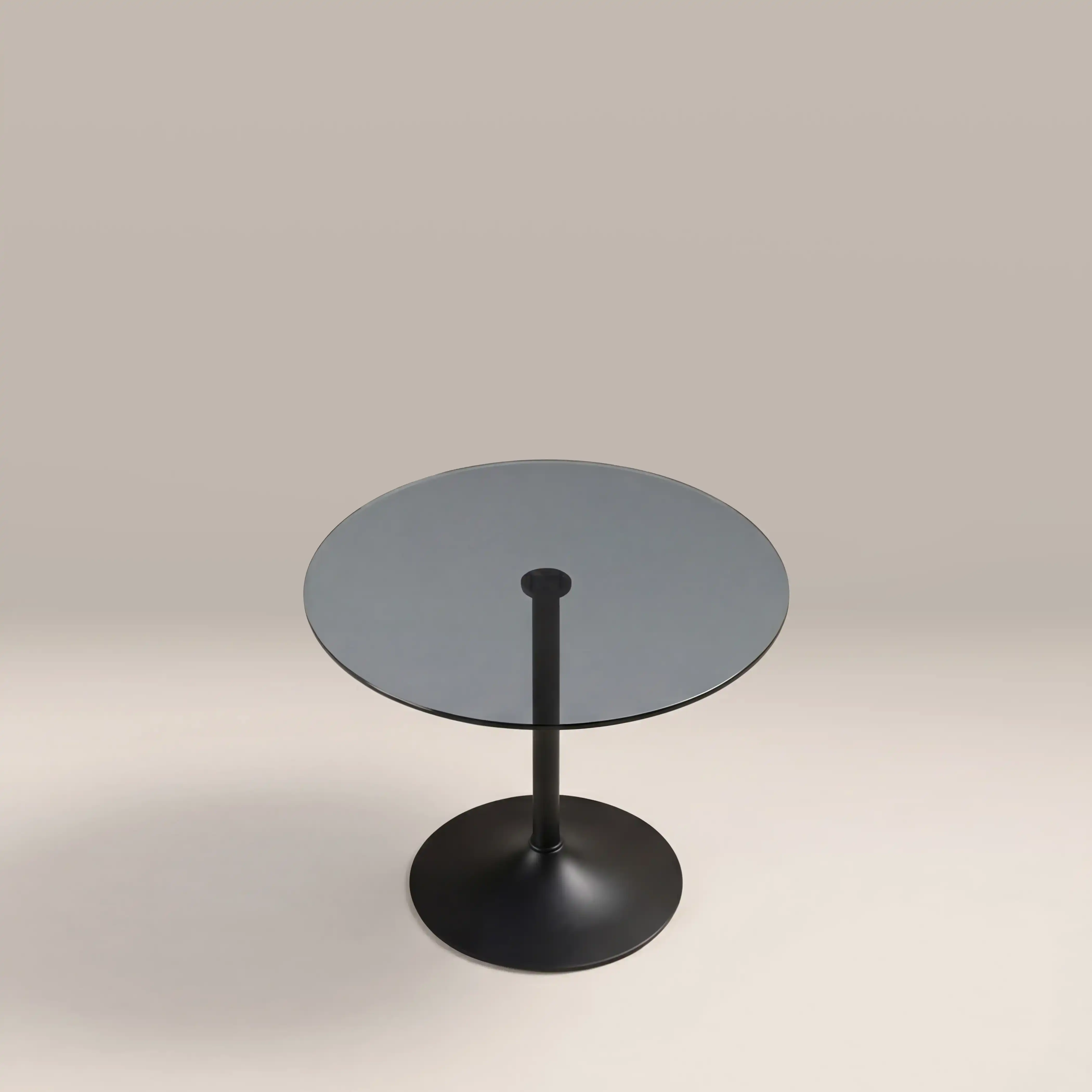Ida 4 Seat Round Dining Table | Smoked Glass & Black - Image 4