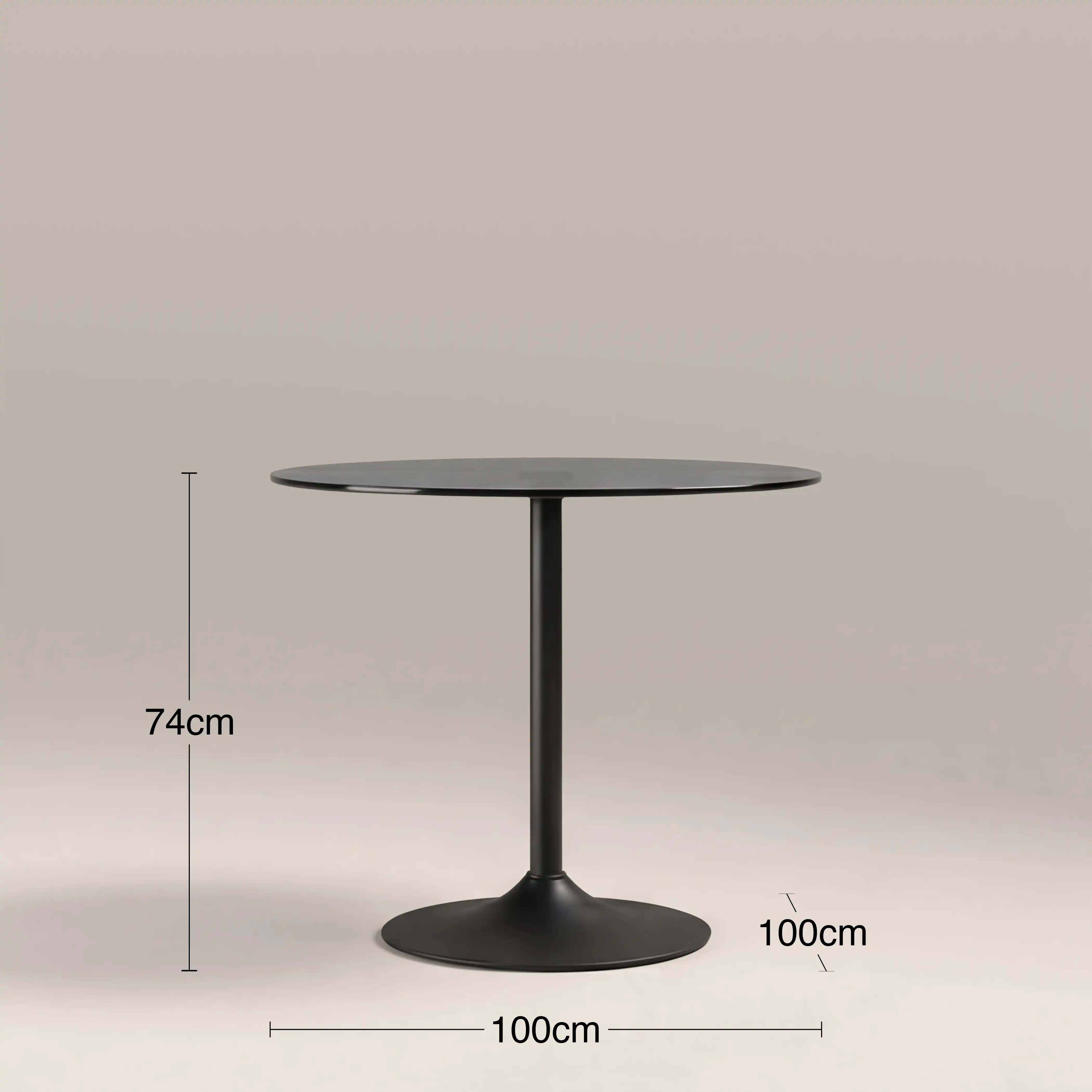 Ida 4 Seat Round Dining Table | Smoked Glass & Black - Image 6