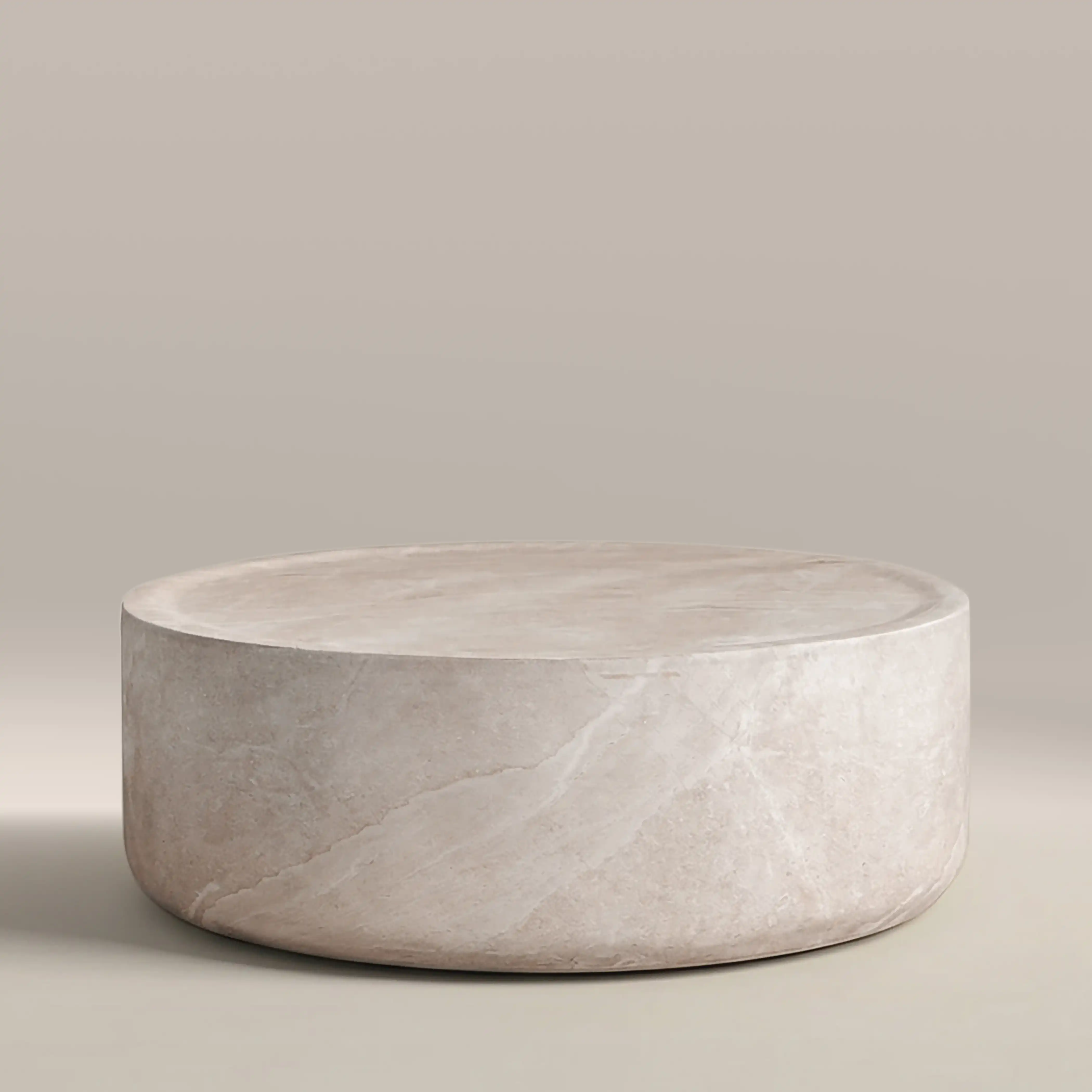 Ingrid Round Coffee Table | Stone Effect - Image 2