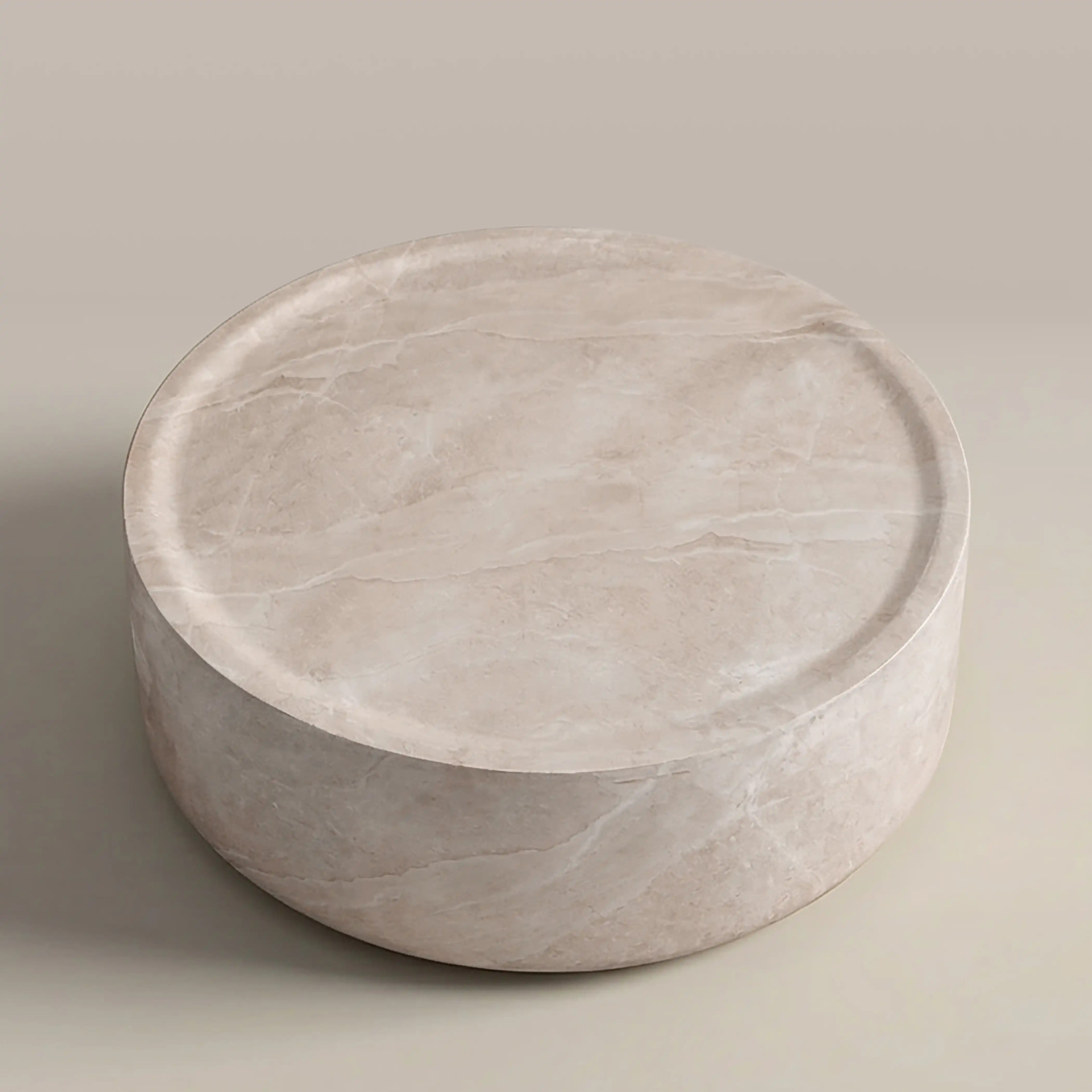 Ingrid Round Coffee Table | Stone Effect - Image 3