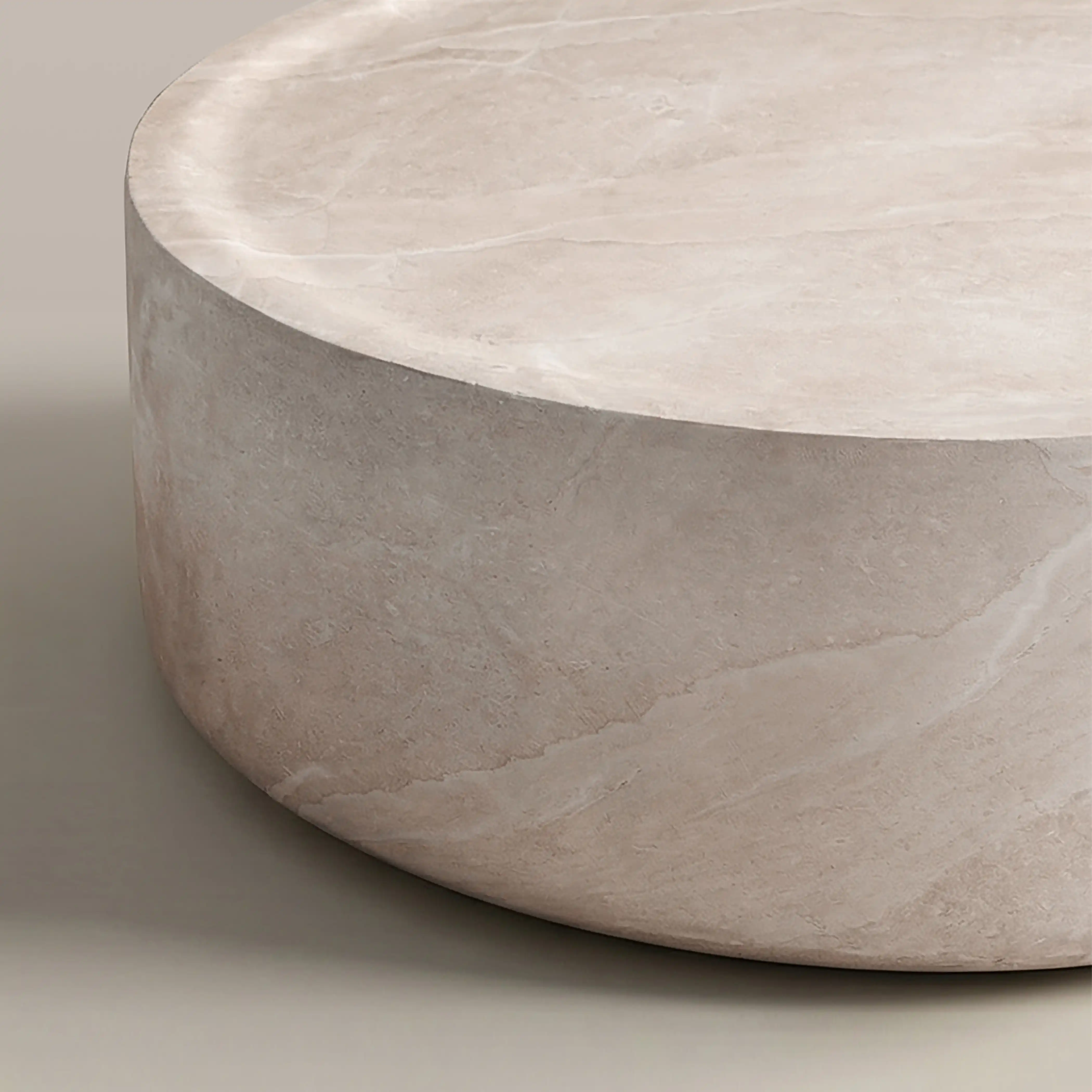 Ingrid Round Coffee Table | Stone Effect - Image 4