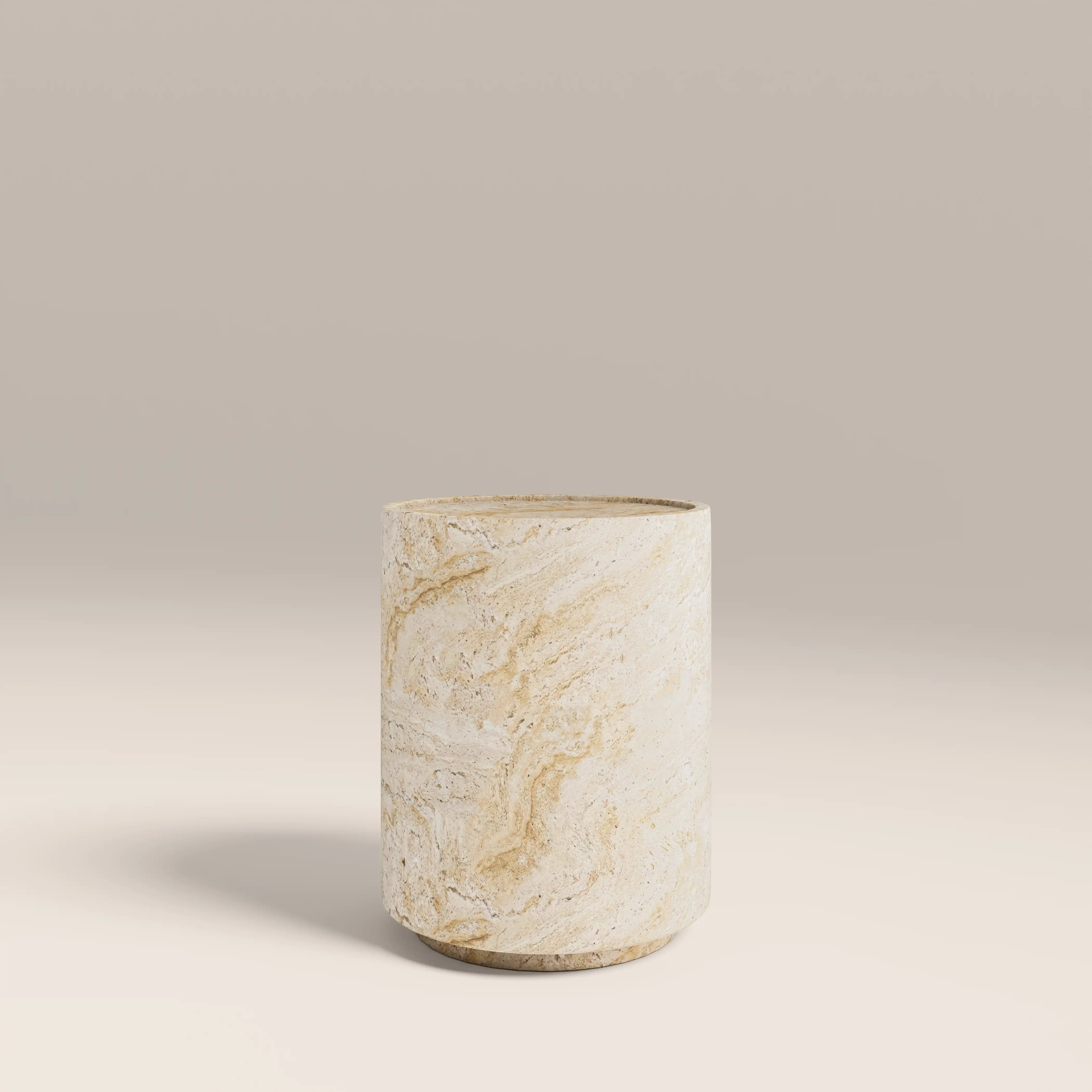Ingrid Round Side Table | Natural Travertine Effect - Image 4