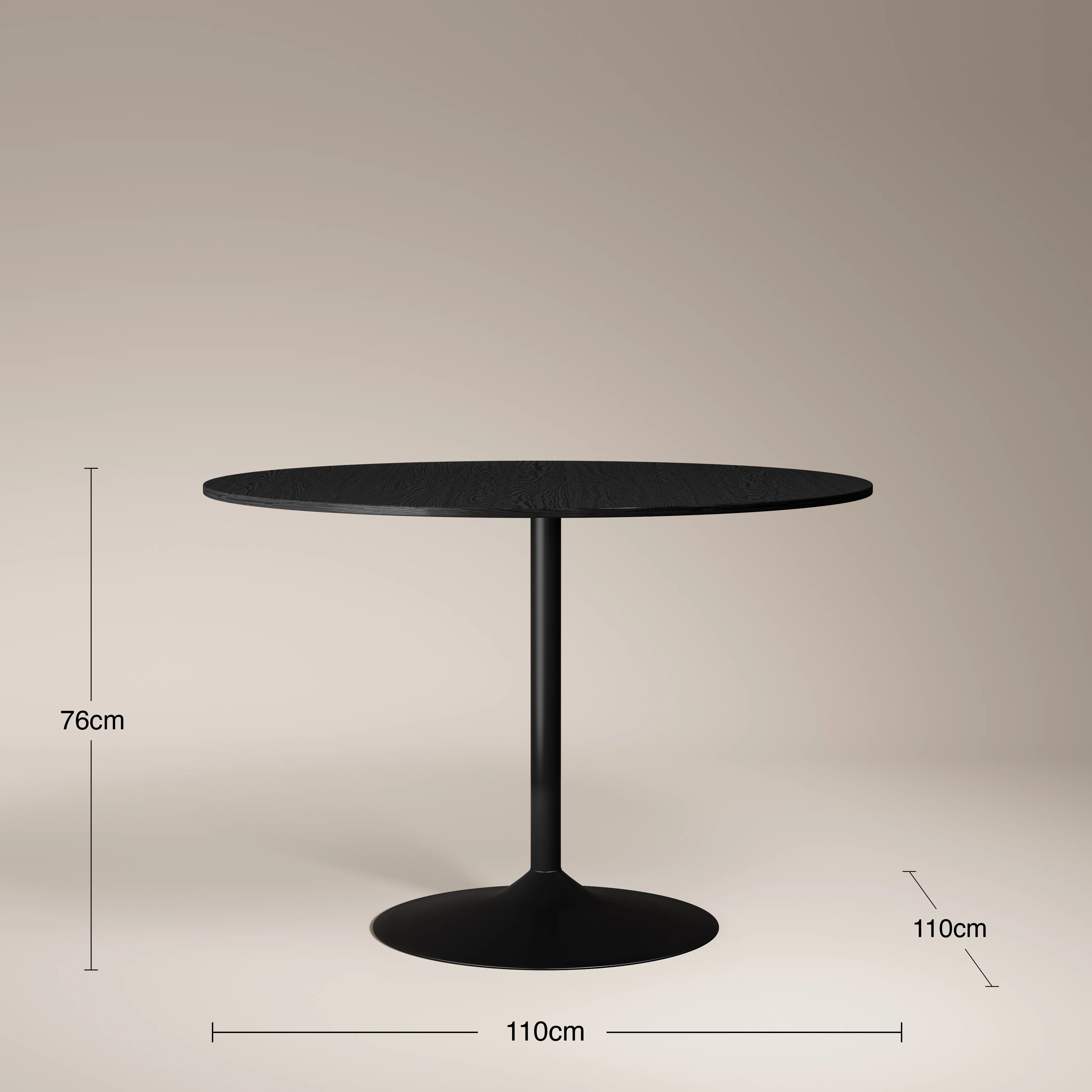 Isla 4 Seat Round Wooden Dining Table | Black Ash - Image 5