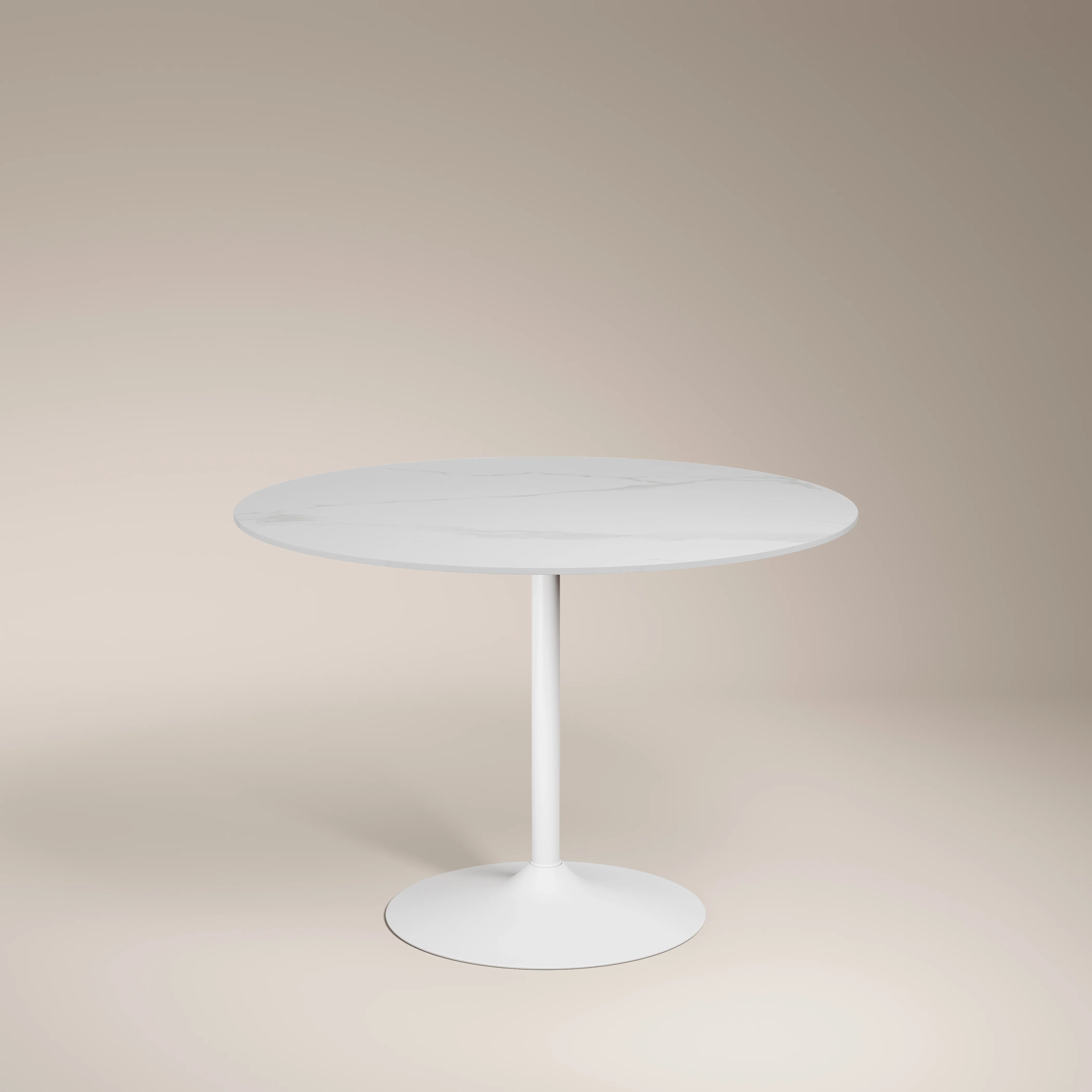 Isla 4 Seat Round Dining Table | White Ceramic & White - Image 3