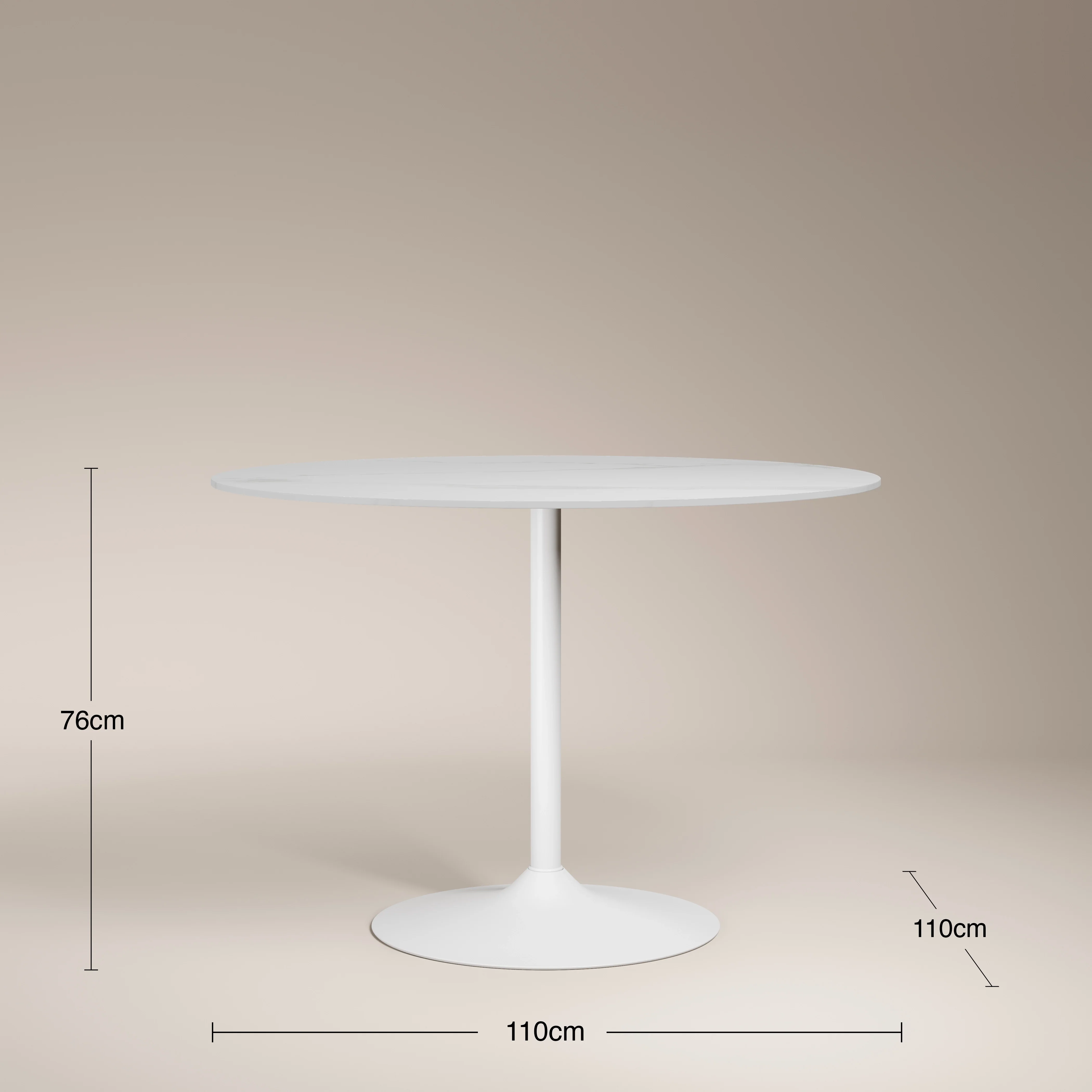 Isla 4 Seat Round Dining Table | White Ceramic & White - Image 6