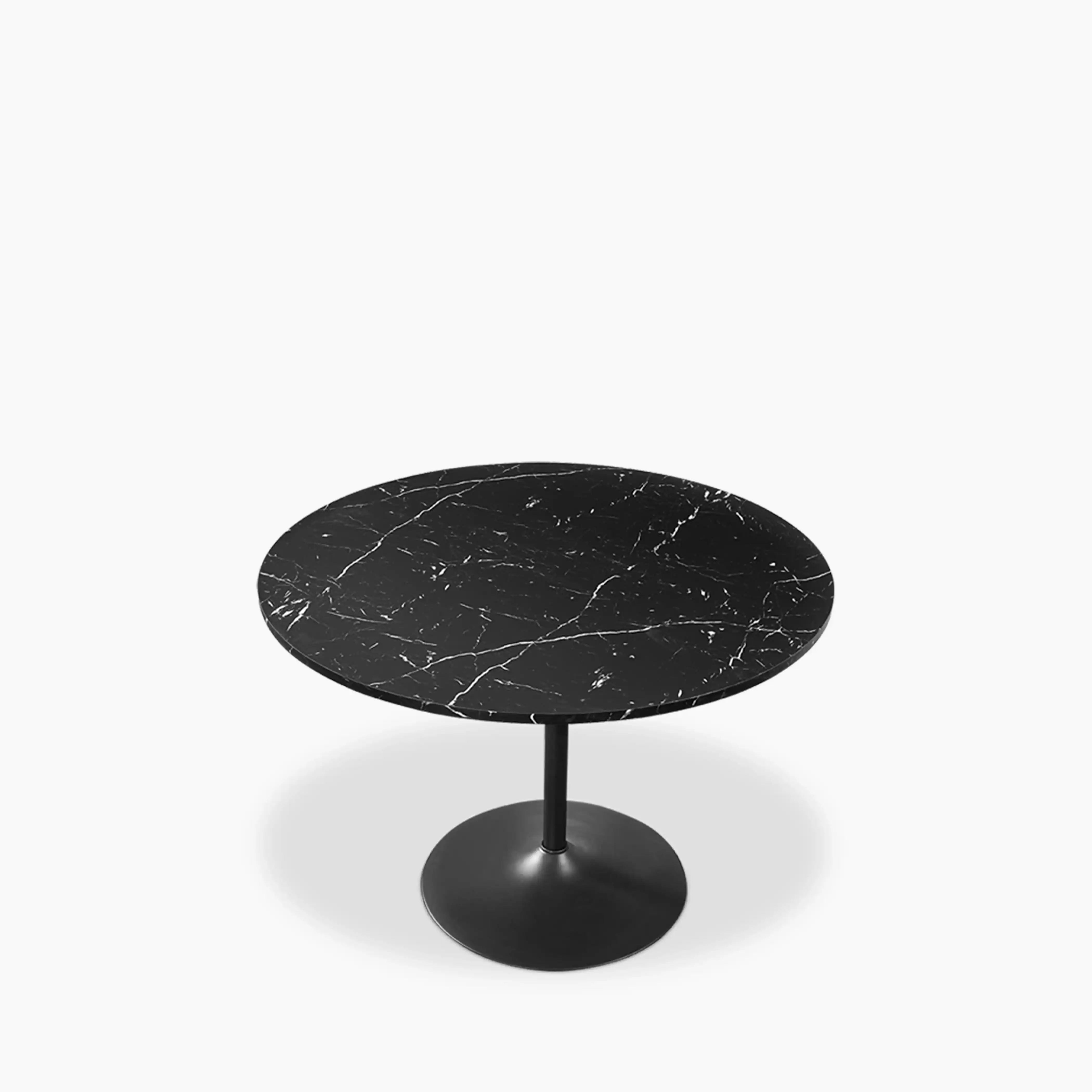 Isla 4 Seat Round Dining Table | Black Marble Effect & Black - Image 3