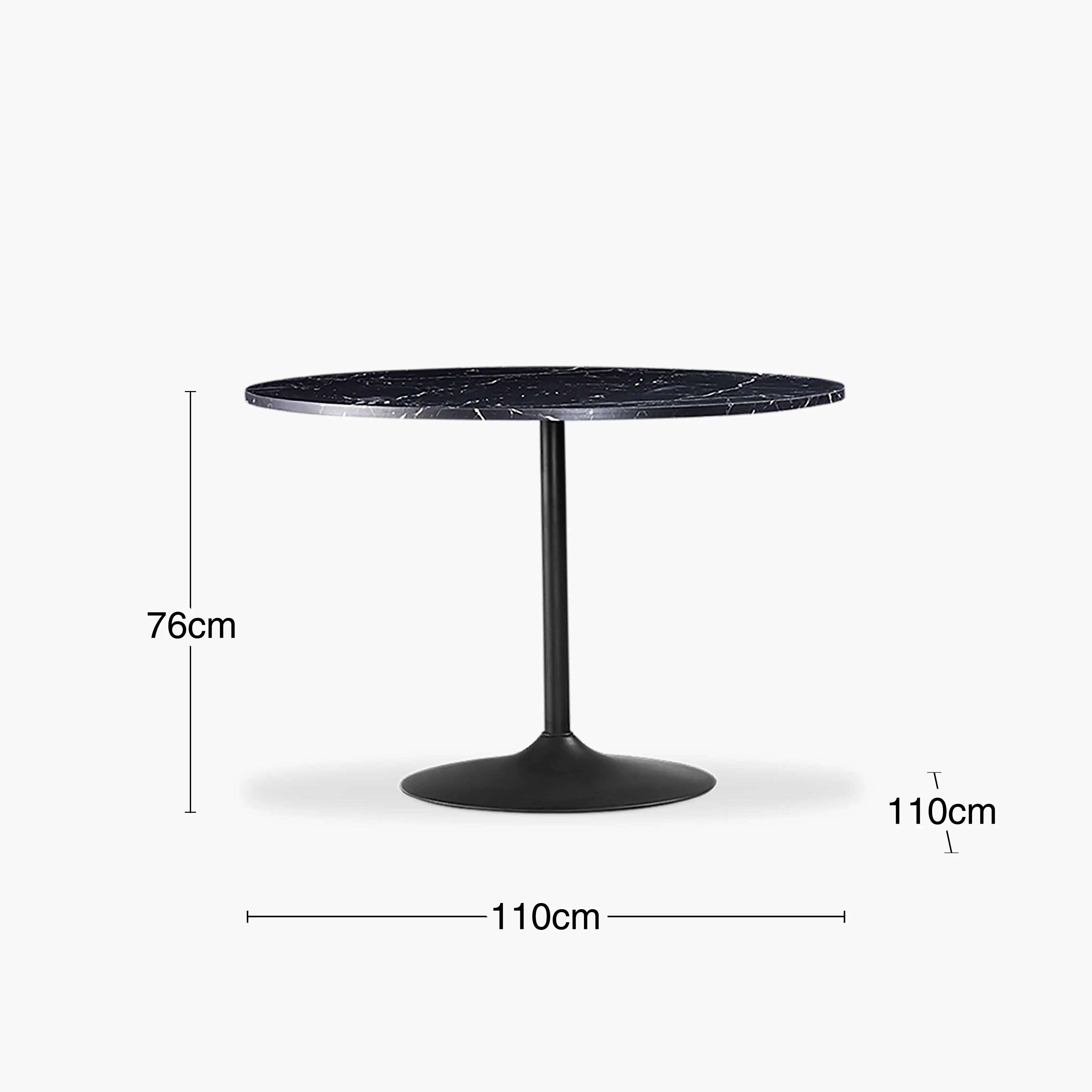 Isla 4 Seat Round Dining Table | Black Marble Effect & Black - Image 5