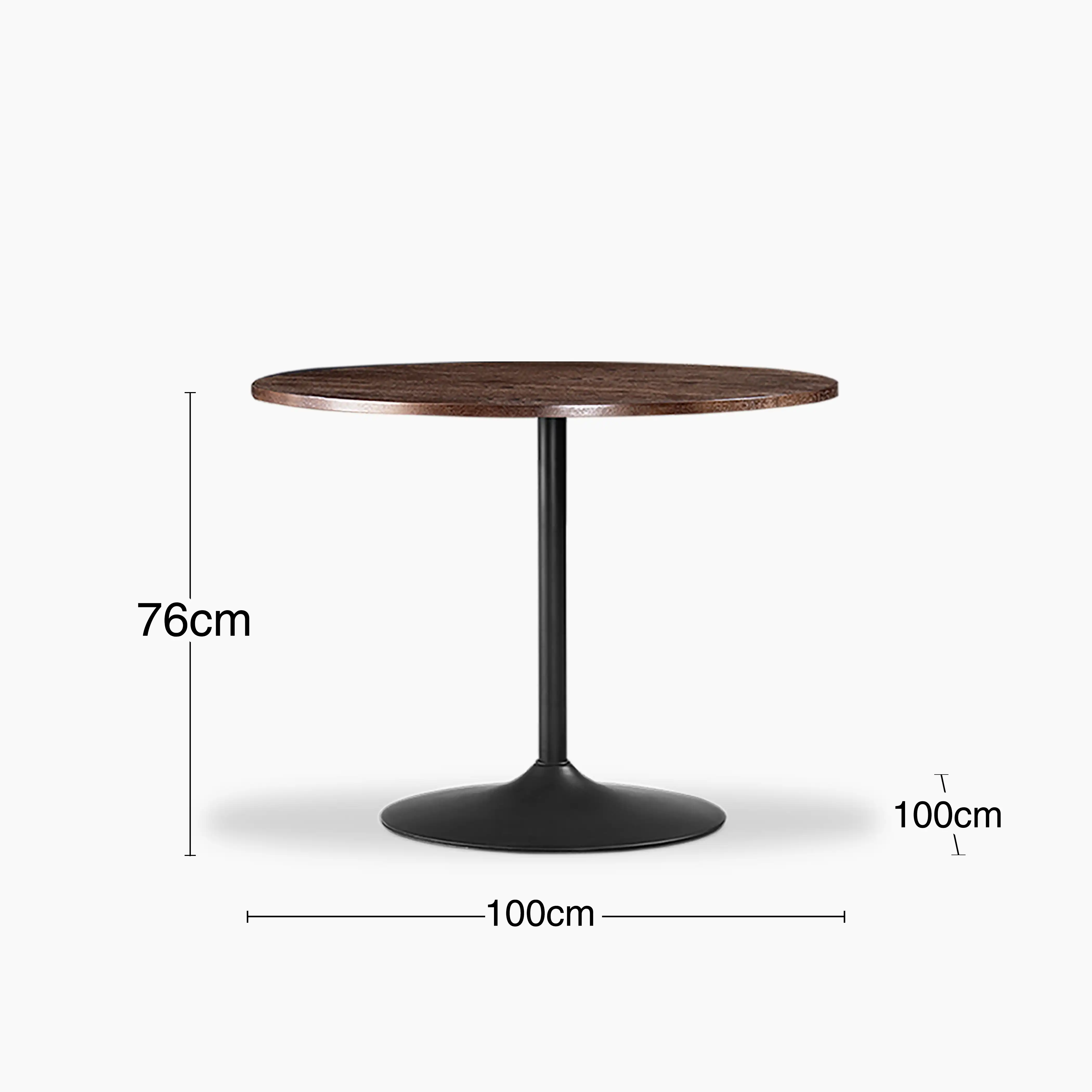 Isla 4 Seat Round Wooden Dining Table | Walnut & Black - Image 5