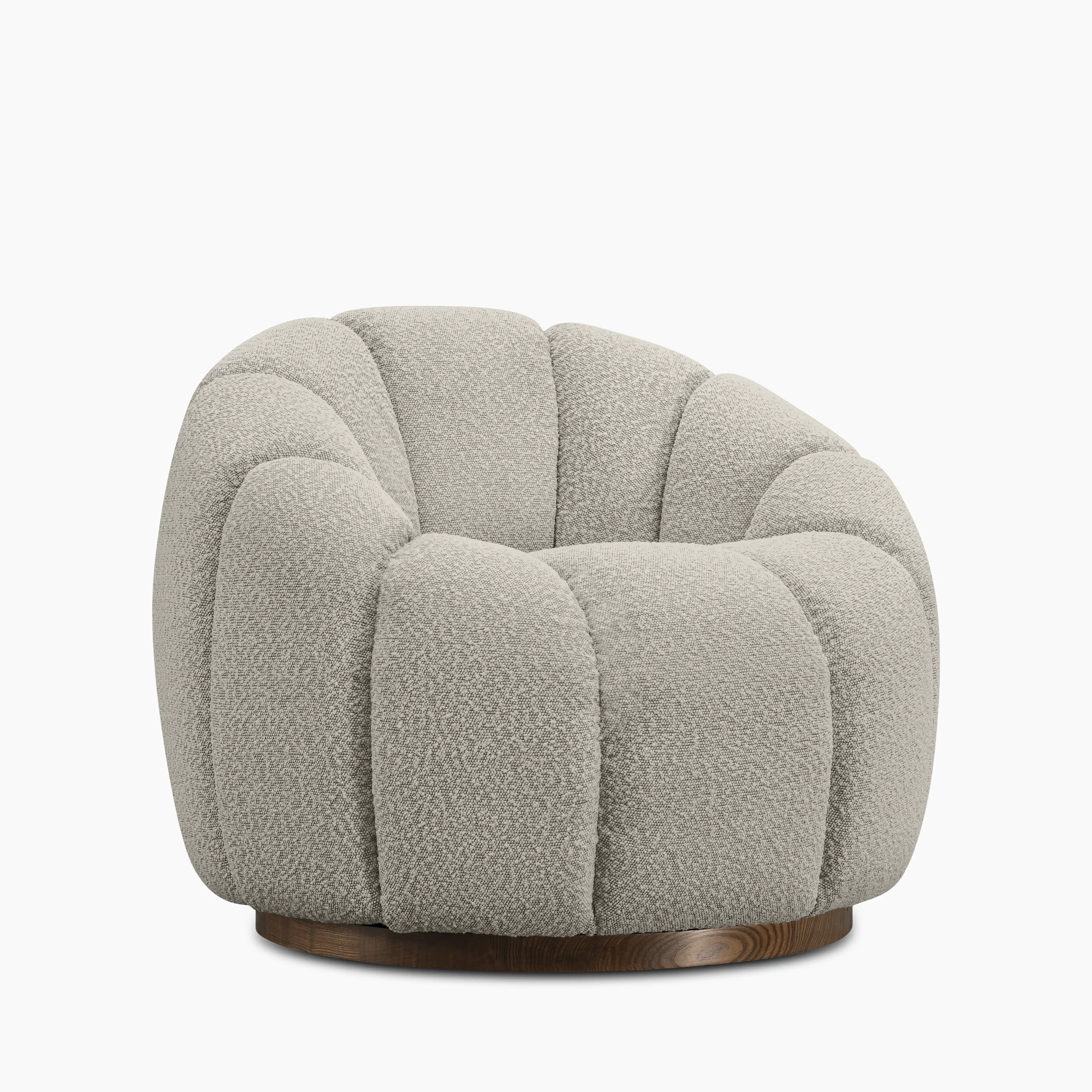 Ivy Swivel Armchair | Speckled Stone Sustainable Boucle & Walnut - Image 4
