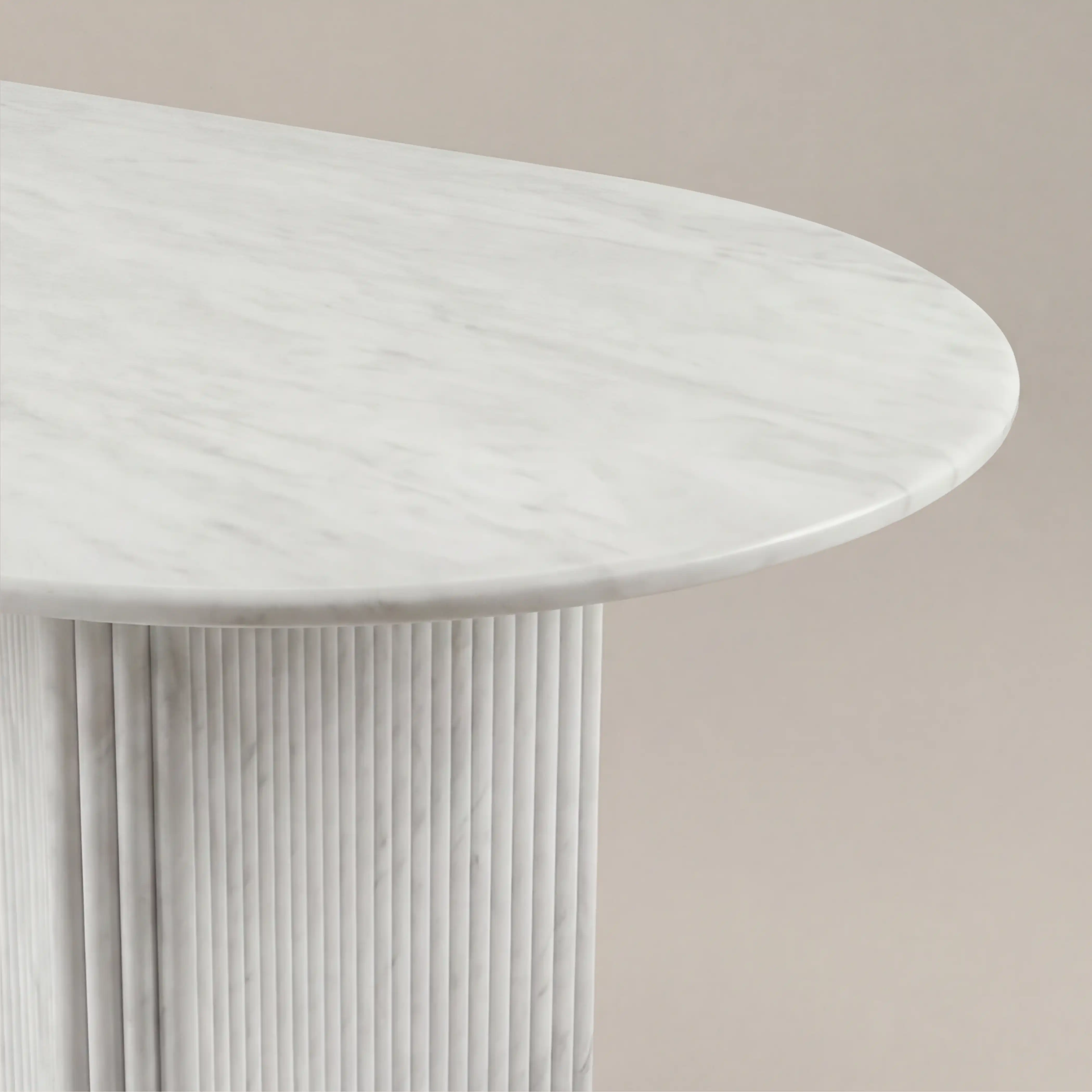Jace 6 Seat Oval Dining Table | White Carrara Honed Marble Effect Stone - Image 4