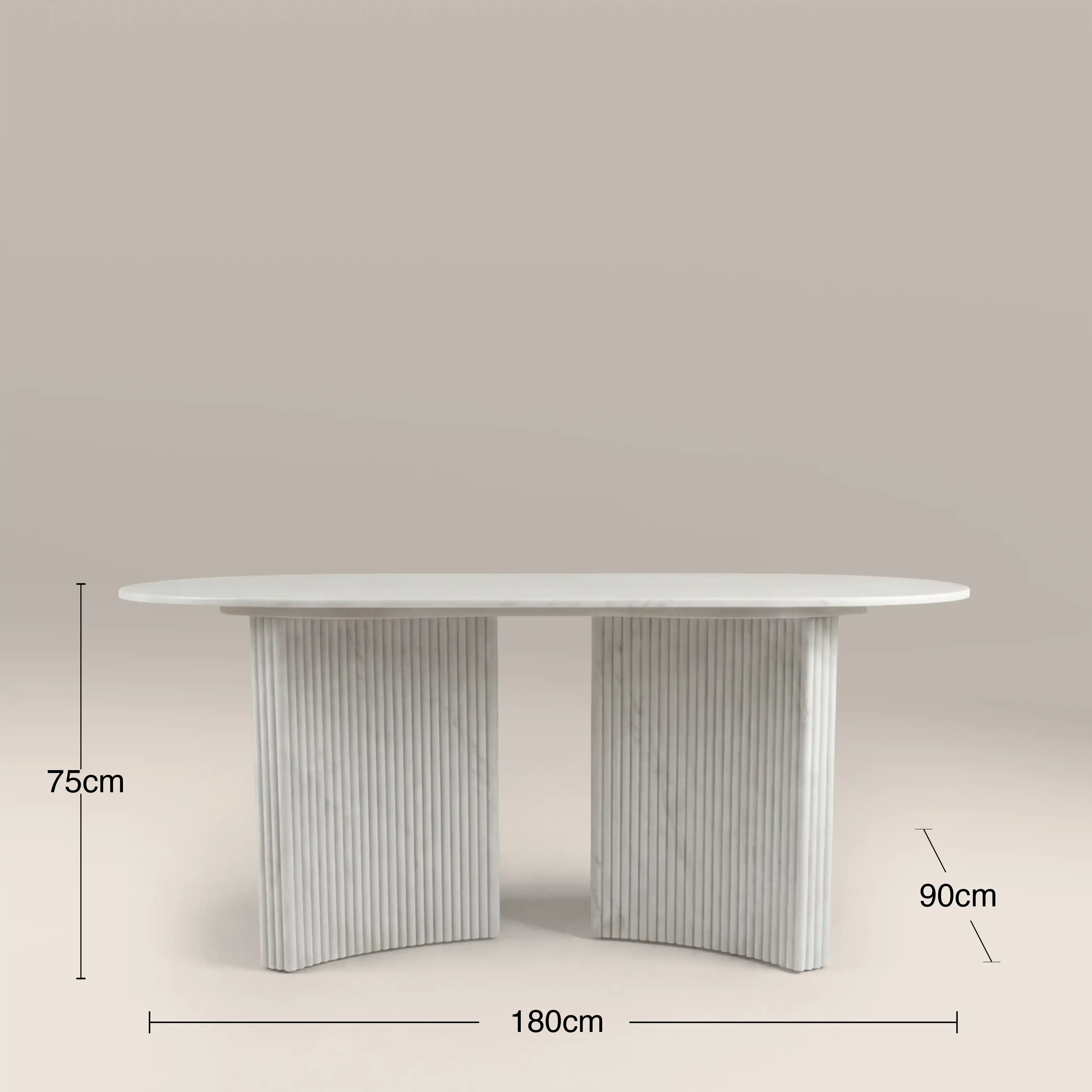 Jace 6 Seat Oval Dining Table | White Carrara Honed Marble Effect Stone - Image 5