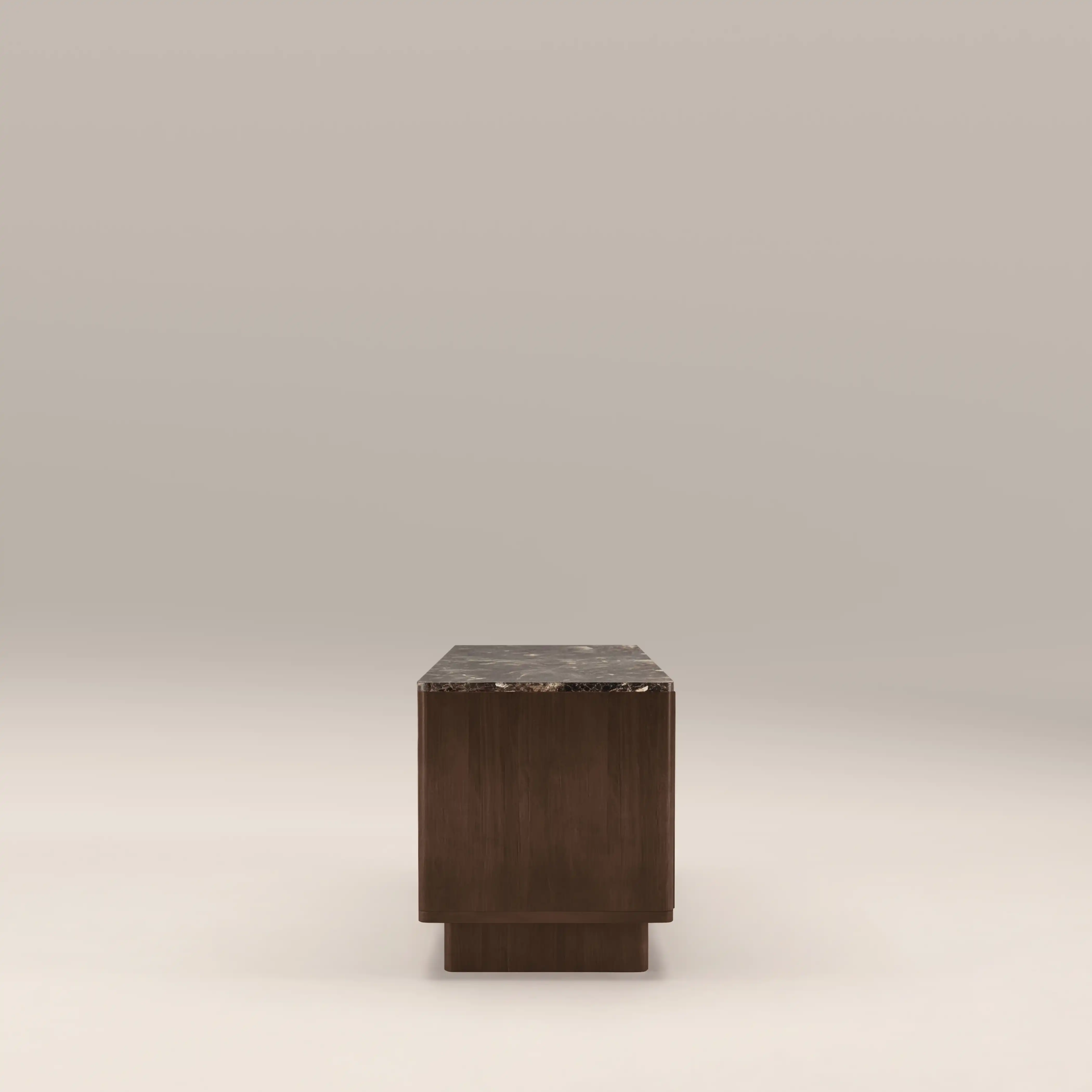 Janis 2 Door TV Stand | Emperador Brown Honed Marble & Walnut - Image 5