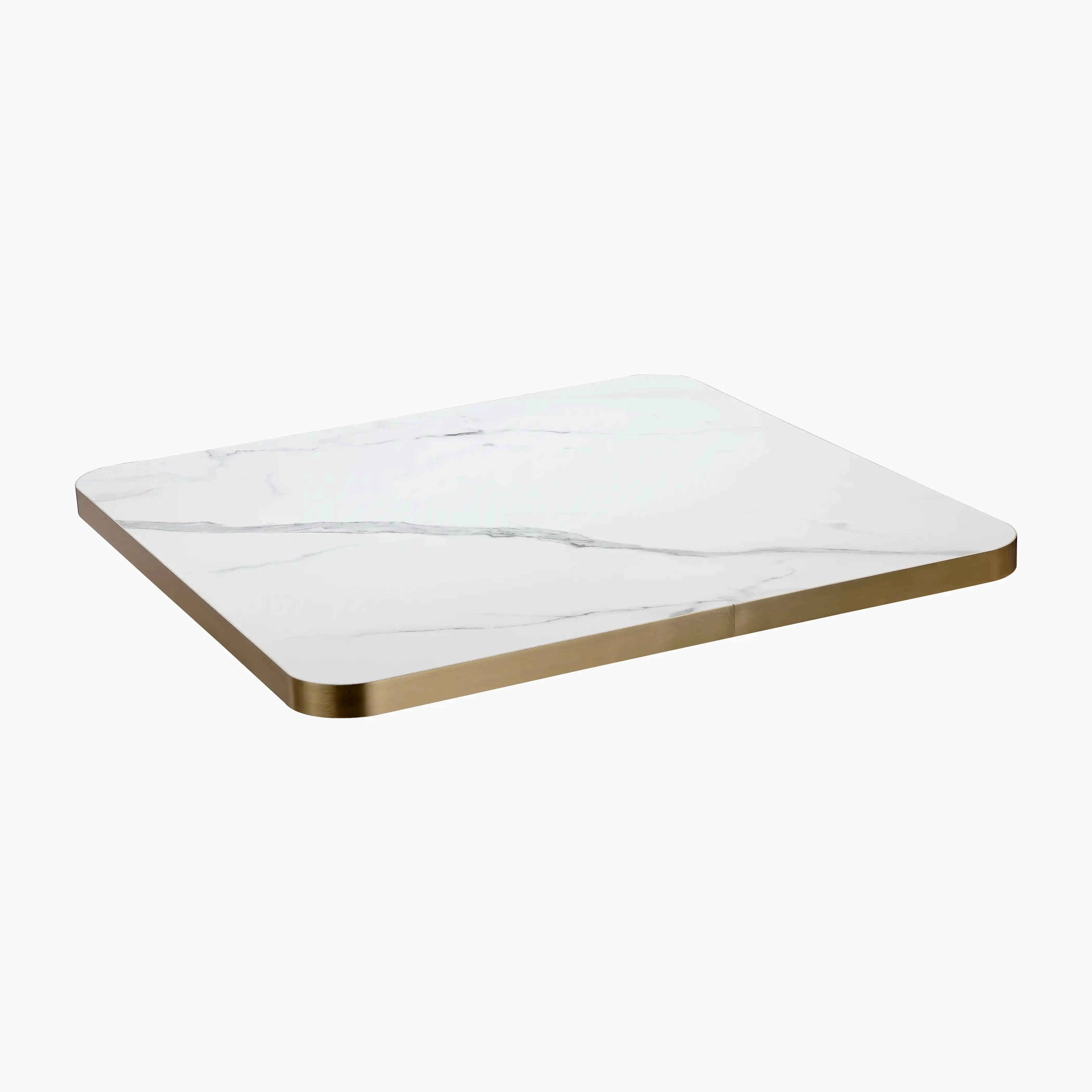 Jonas Square Table Top | White Marble Effect & Brass - Image 4