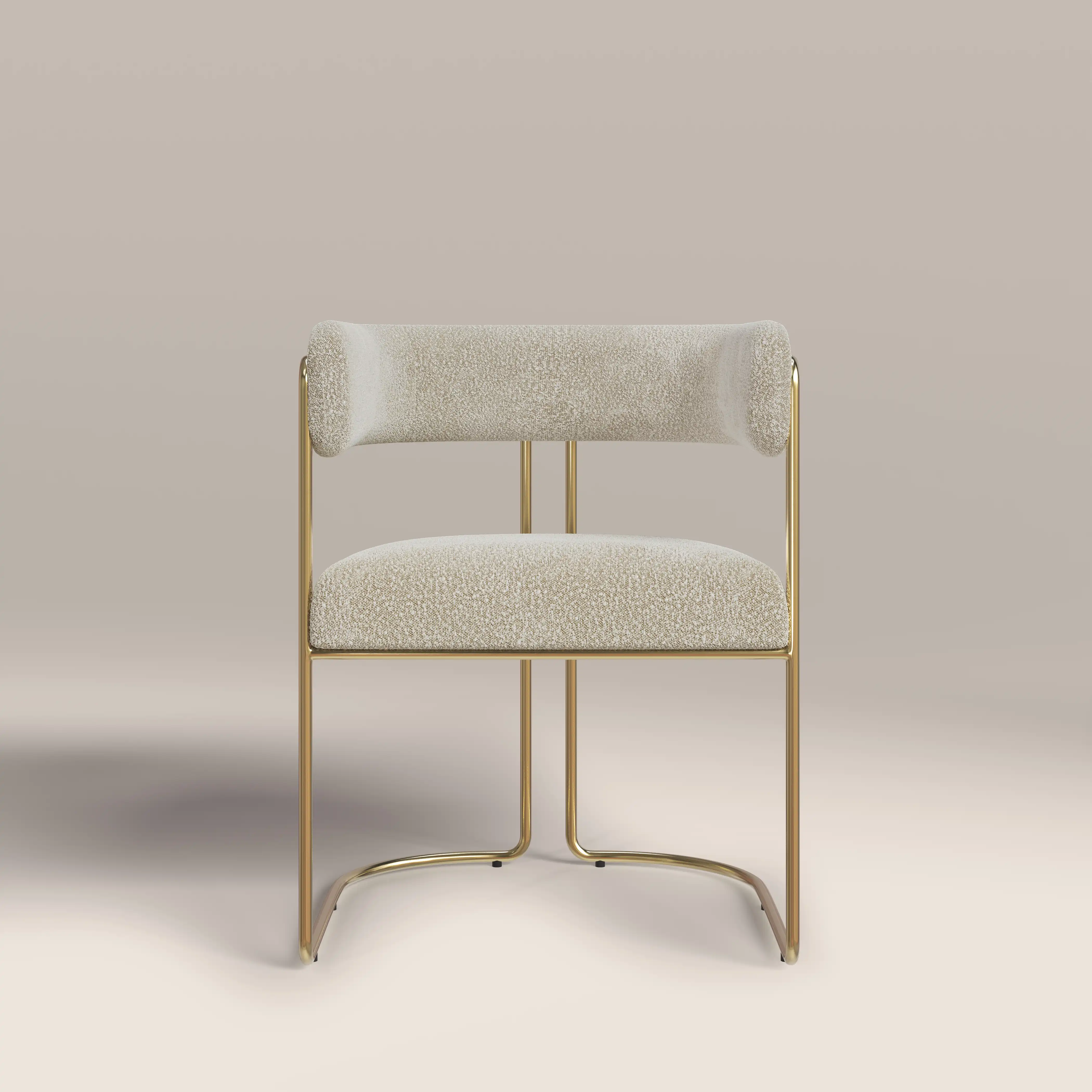 Juliana Carver Dining Chair | Speckled Stone Sustainable Boucle & Brass - Image 4