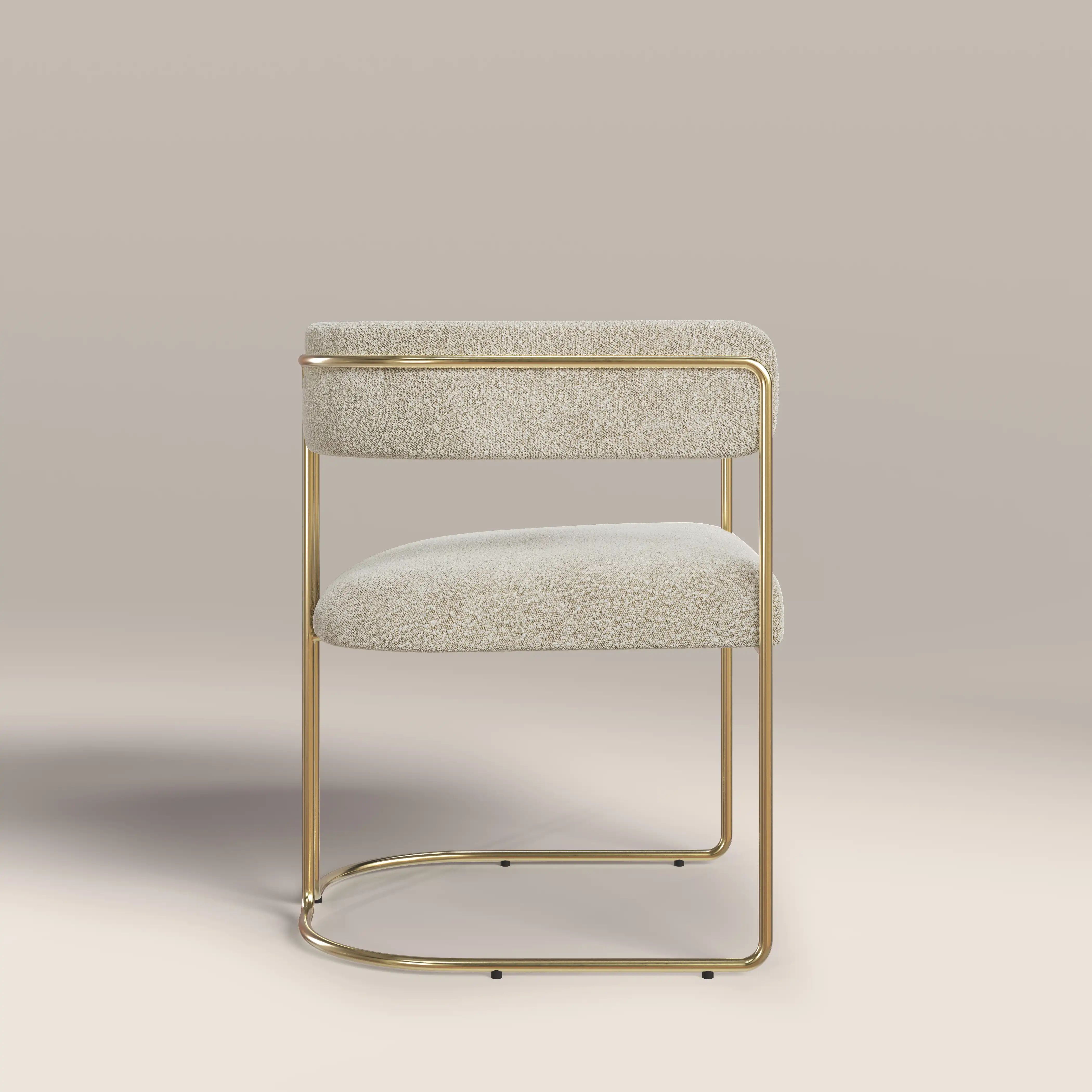 Juliana Carver Dining Chair | Speckled Stone Sustainable Boucle & Brass - Image 5